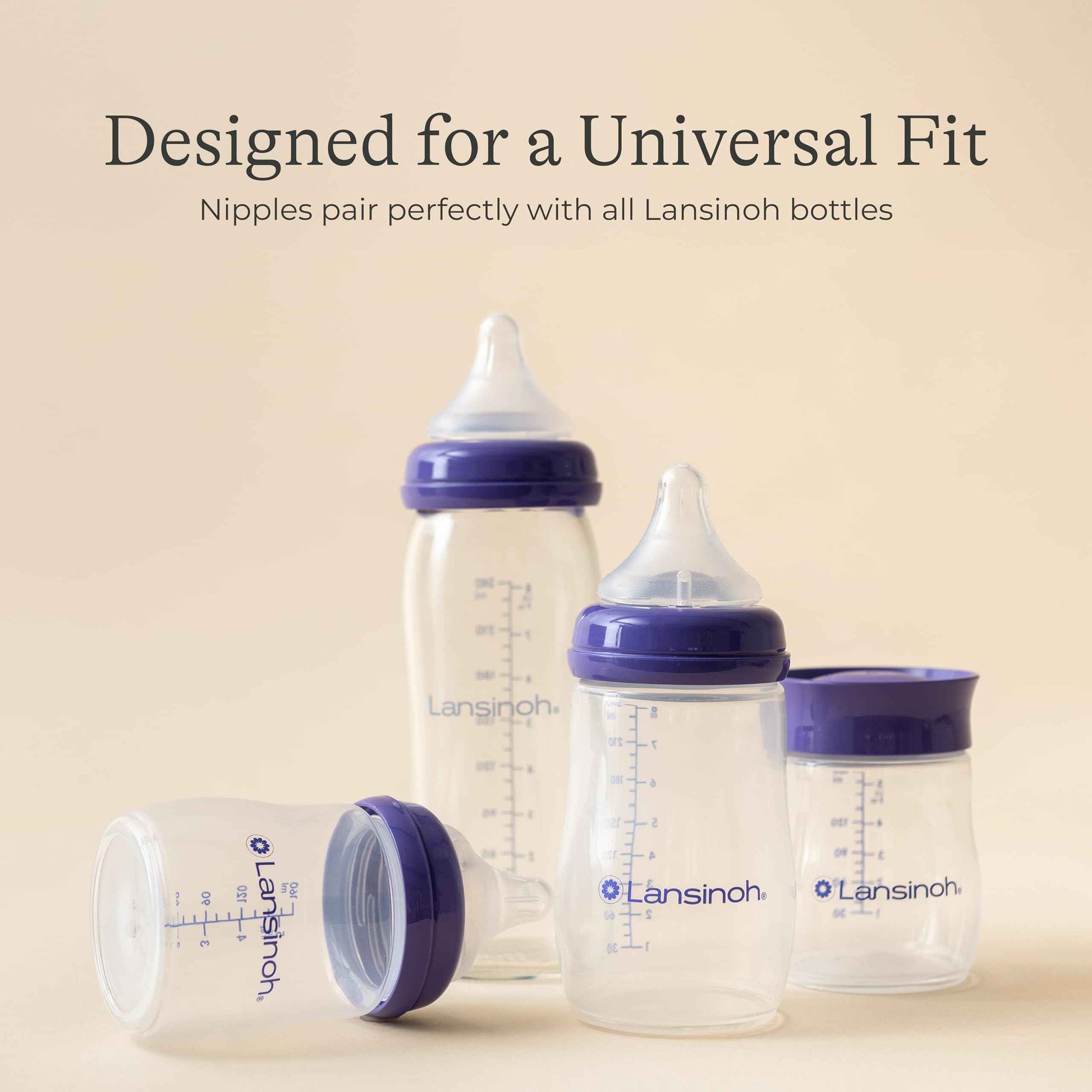 Lansinoh Anti-Colic Baby Bottles for Breastfeeding Babies, 8 Ounces, 3 Count, Includes 3 Medium Flow Nipples, Size M