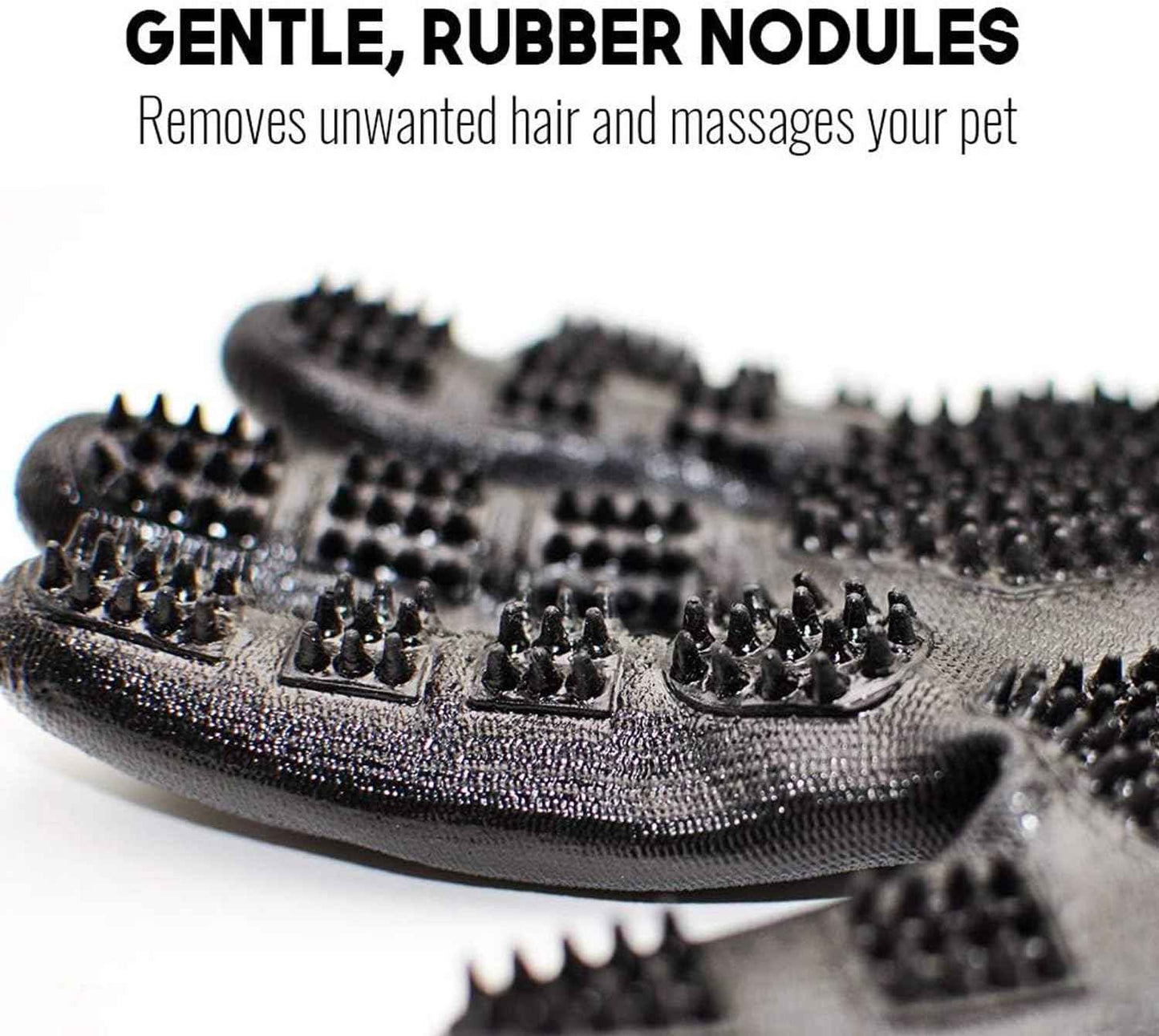 Otis and Claude Pet Grooming Gloves with Adjustable Strap - Gentle and Comfortable Hair Remover, Bathing, Massage, Brush - Left & Right - for Cats, Dogs & Horses