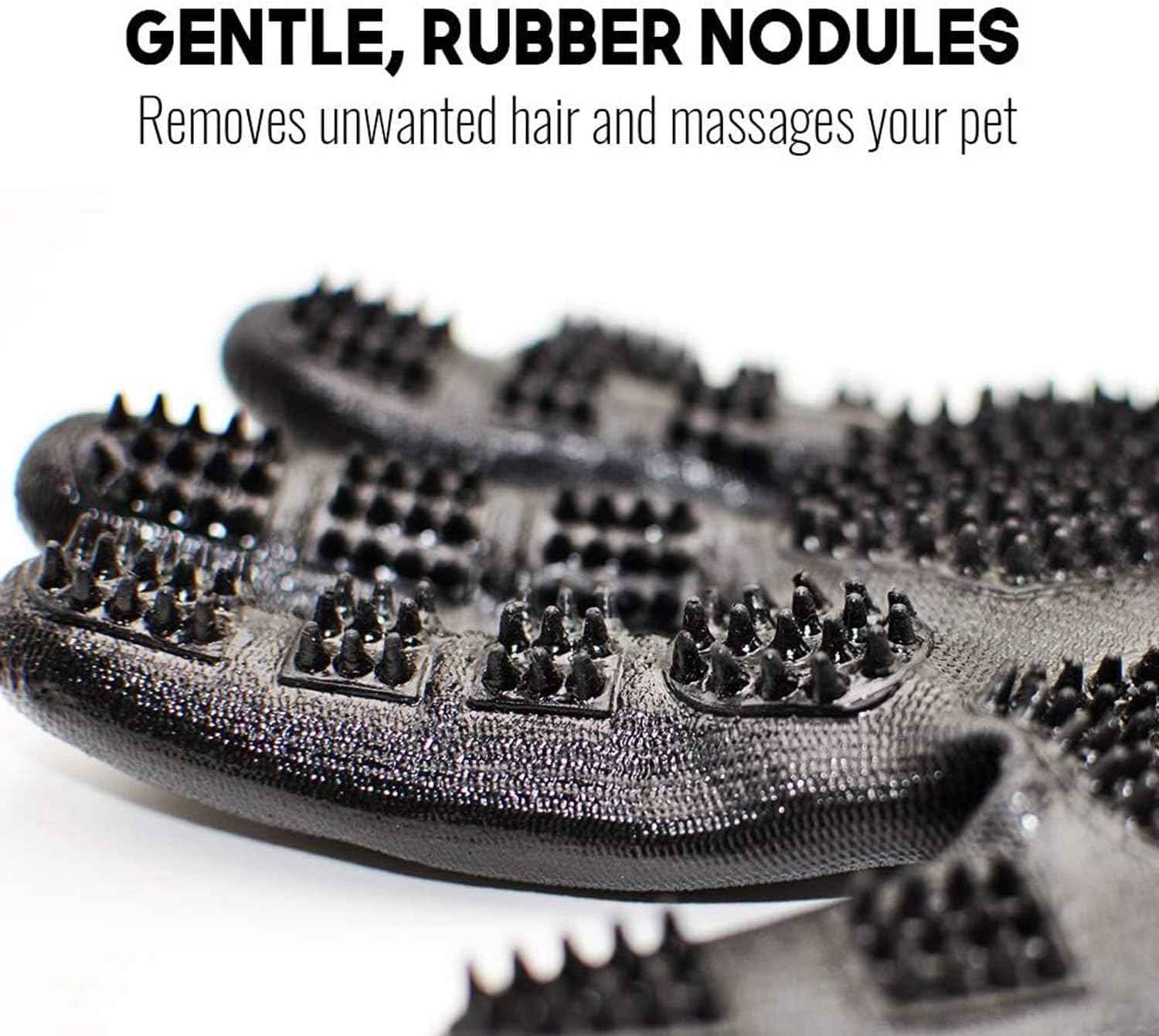 Otis and Claude Pet Grooming Gloves with Adjustable Strap - Gentle and Comfortable Hair Remover, Bathing, Massage, Brush - Left & Right - for Cats, Dogs & Horses