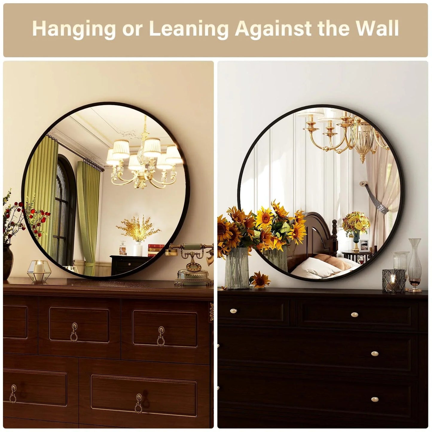 HARRITPURE Round Mirror 30 Black Wall Mounted Circle Mirrors Vanity Mirror with Brushed Aluminum Alloy Frame Modern Decoration for Bathroom, Living Room, Vanity, Bedroom, Entryway jlhbookstore.store