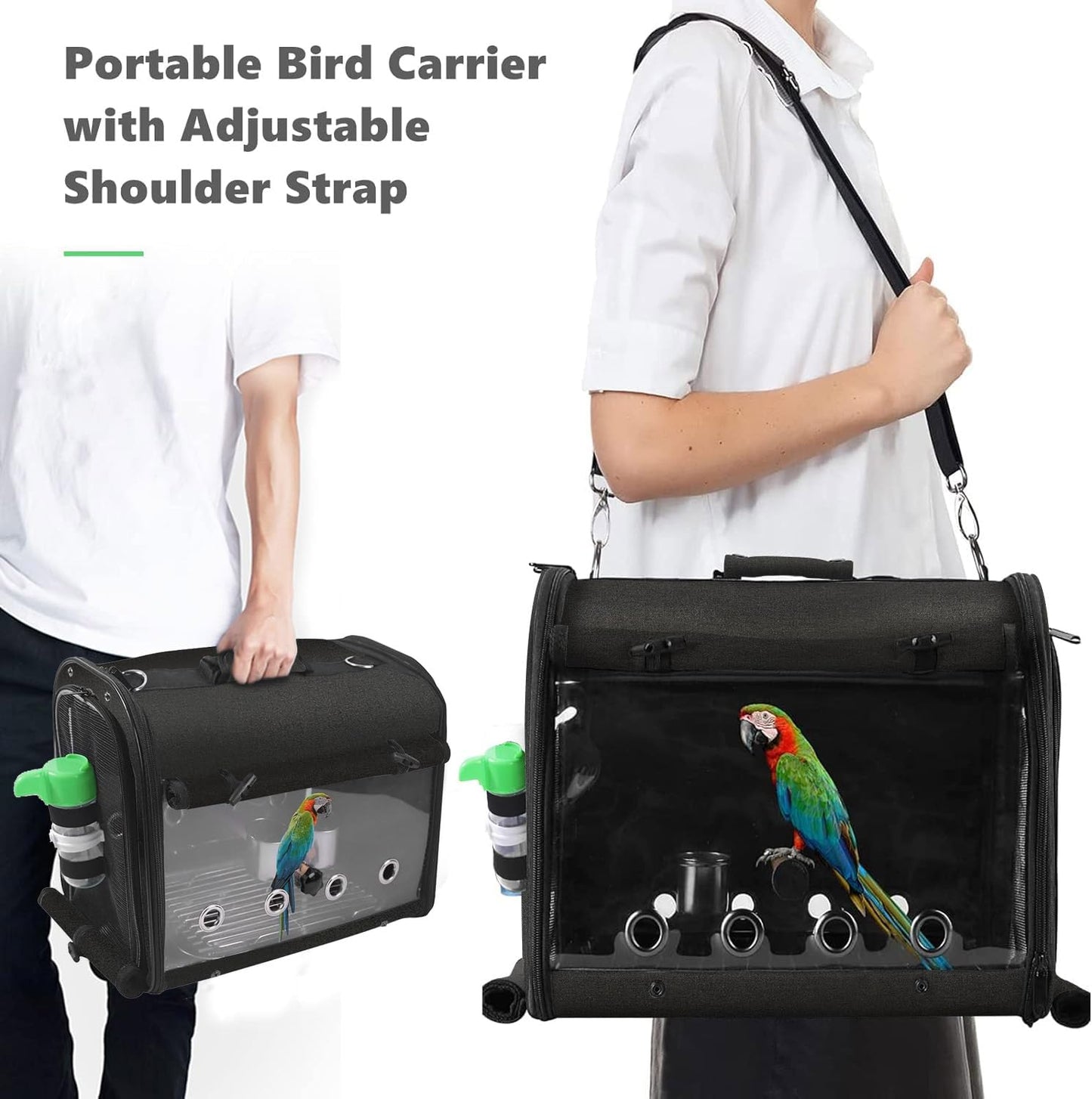 SUERTREE Bird Carrier Bag With Stand, Lightweight Backpack for Parrot, Portable Travel Cage, Pet Transparent Breathable Carrier