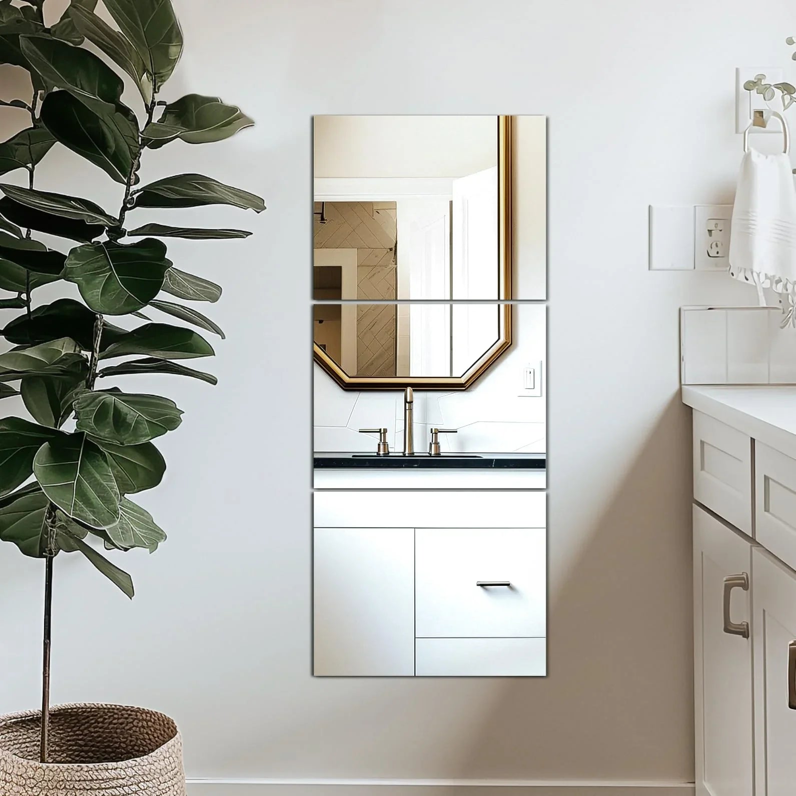 Delma Home Gym Mirrors, 12'' x 12'' Glass Mirror Tiles (16 PCS), Square Large Wall Mirror for Home Gym, Bedroom, Door,Bathroom, Frameless Mirror Sets - Jlhbookstore.store