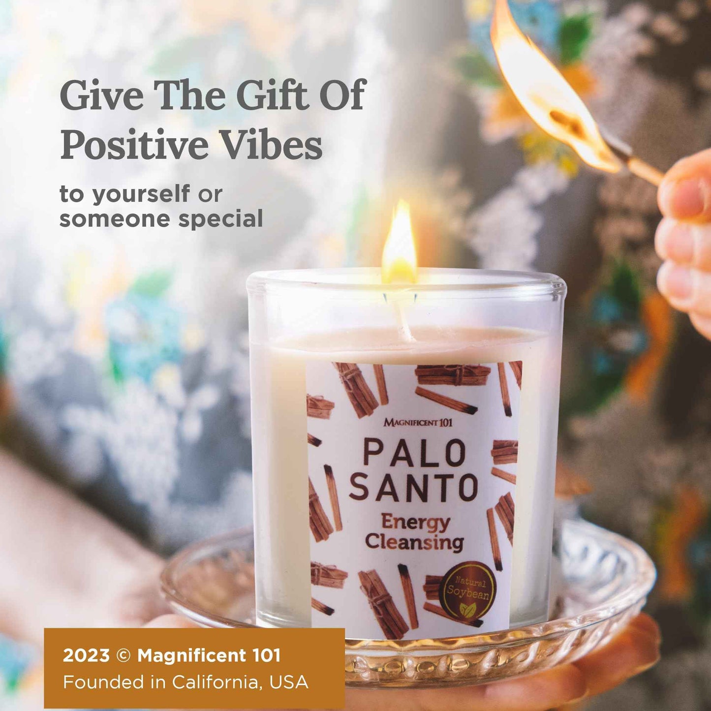 Magnificent 101 Set of 3 Long Lasting Pure Sage Smudge Candles - 42 Hour Burn, 3.5 Oz Each, Made with Soy Wax and Herb, Ideal for House Energy Cleansing, Meditation & Manifestation