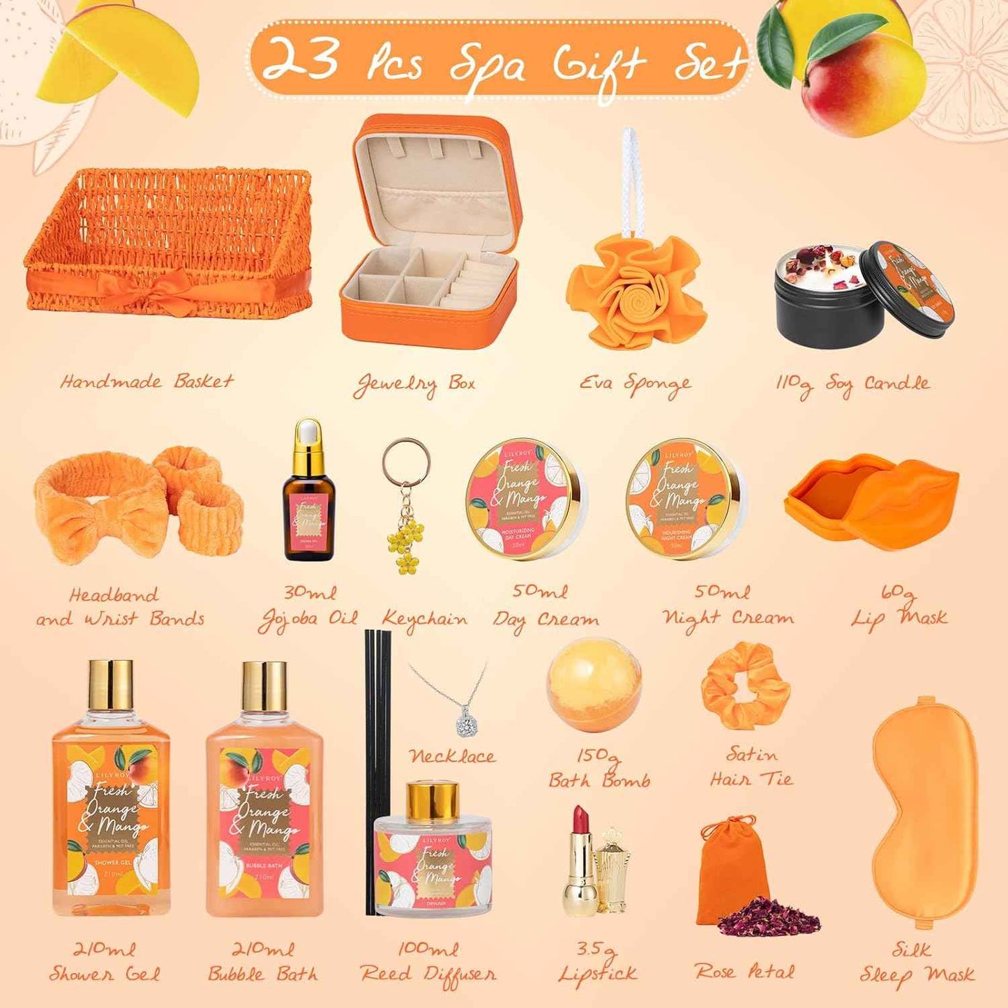 25Pcs Christmas Gifts for Women - Luxury Bath and Body Spa Gift Basket for Women with Necklace | Relaxing Care Kit Valentine's Mothers Day Gifts for Mom Gift Baskets for Anniversary or Bridal Shower