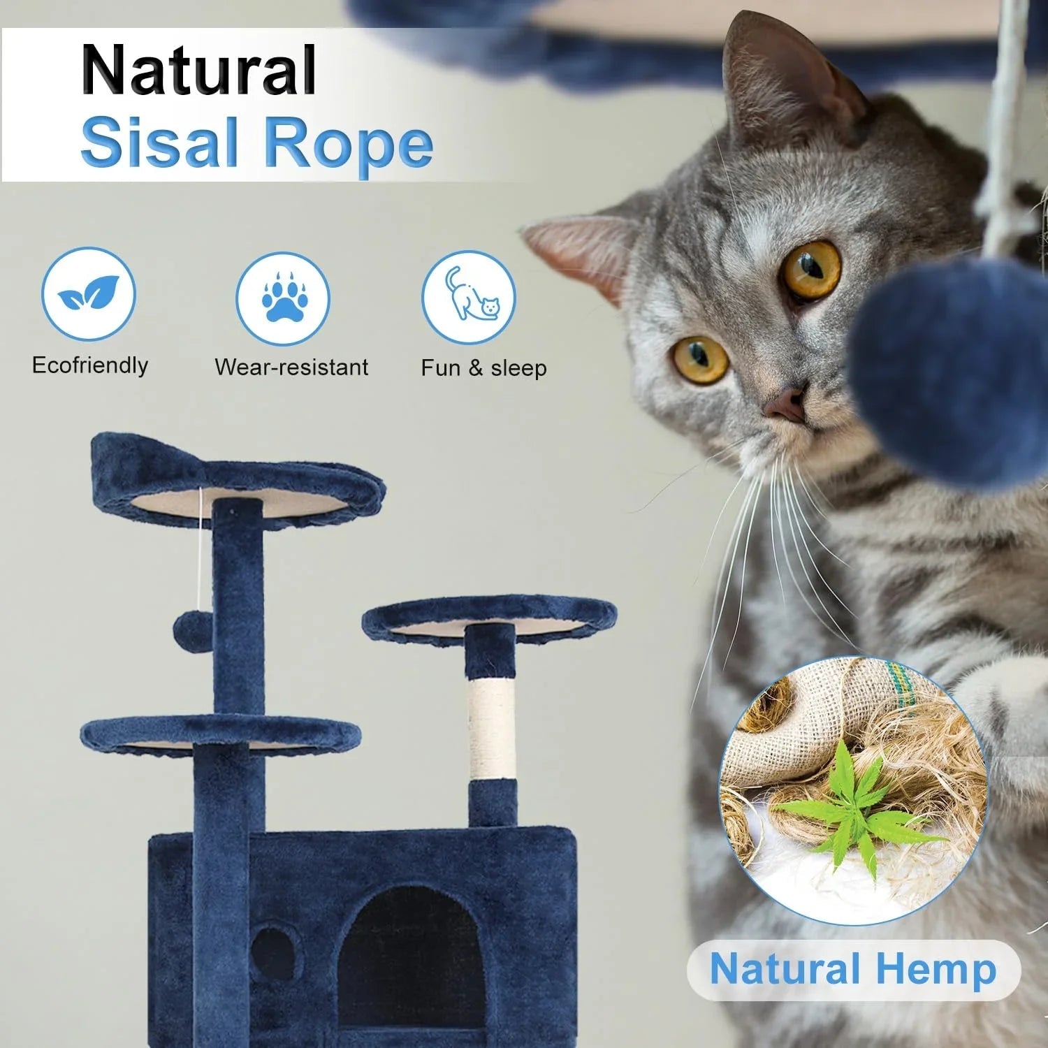 FDW Cat Tree 54in Cat Tower Multi-Level Durable Cat Scratching Post & Cozy Fun Cat Jumping Platform Space Saving Cat Condo Pet Play House for Indoor Cats,Dark Gray jlhbookstore.store