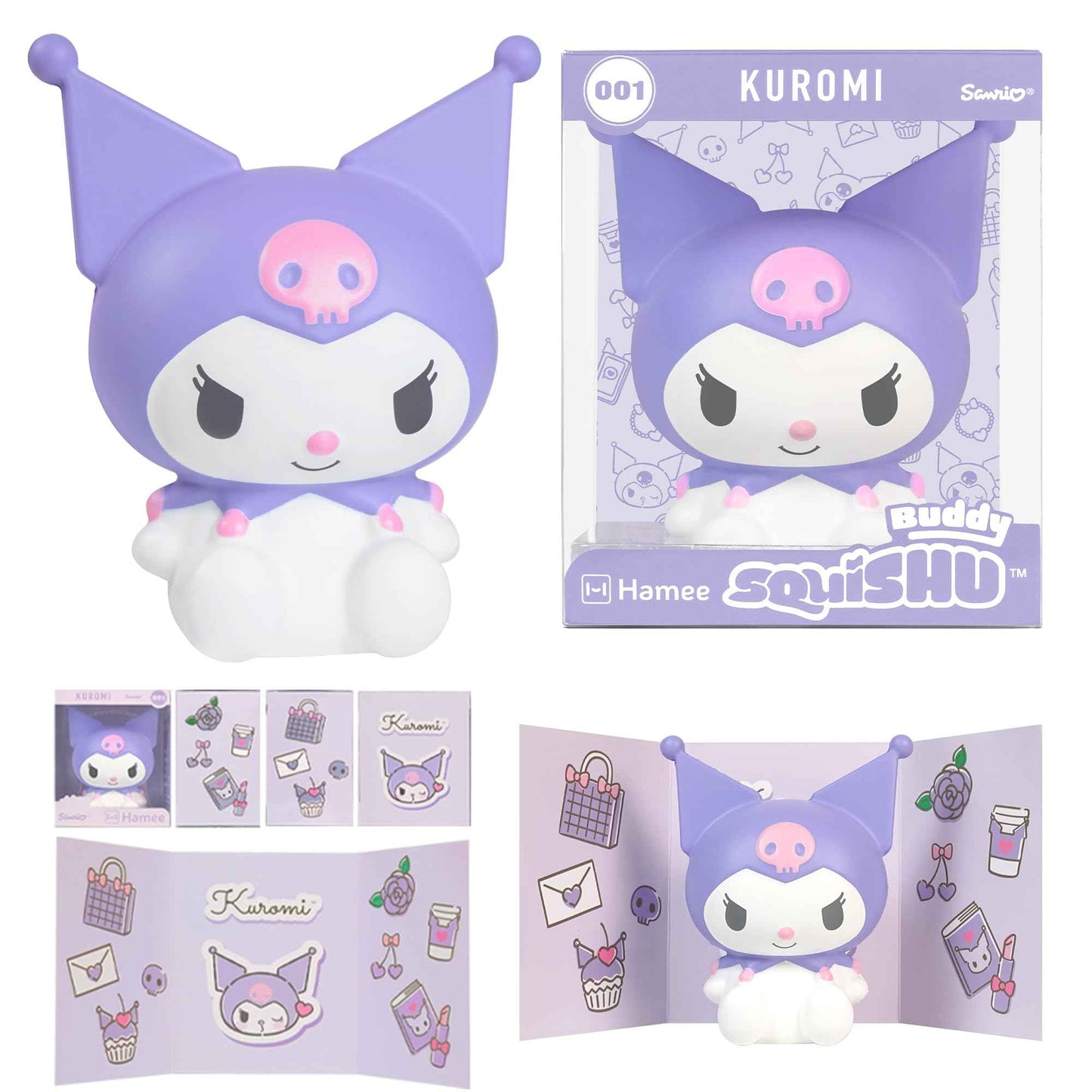 Hamee SquiSHU Buddy Hello Kitty and Friends Kuromi, Cute Birthday Gift, Official Merchandise, Toys for Kids & Adult, Model Jumbo Squishy for Collectors