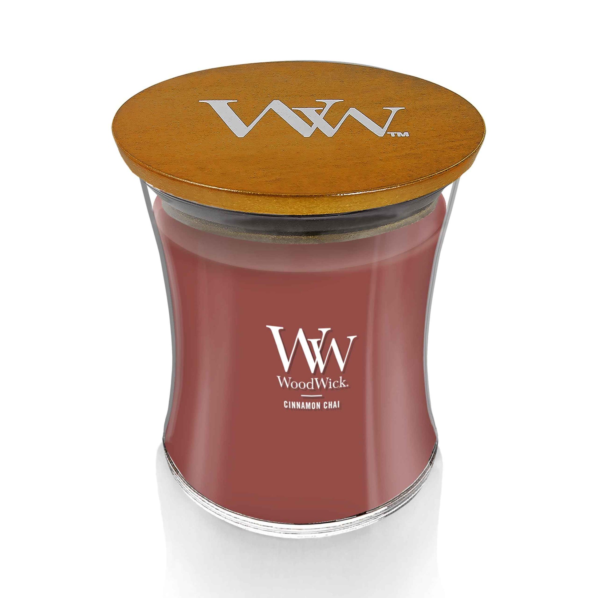 WoodWick Cinnamon Chai Holiday Candle Gifts for Women and Men, 9.7 oz Medium Hourglass Candle with Crackling Wick