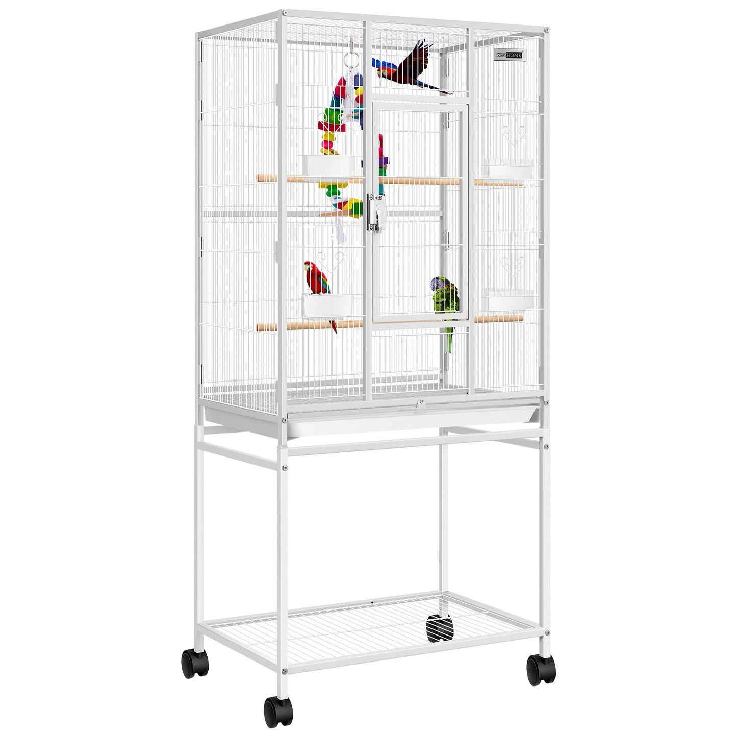 VIVOHOME 54 Inch Wrought Iron Large Bird Flight Cage with Rolling Stand for Parakeets Canaries Cockatiels Lovebirds Conures, Black