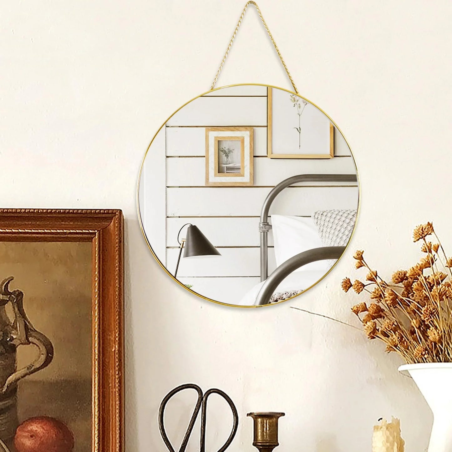 11.8-inch Small Round Wall Mirror, Gold Bathroom Mirror - Jlhbookstore.store