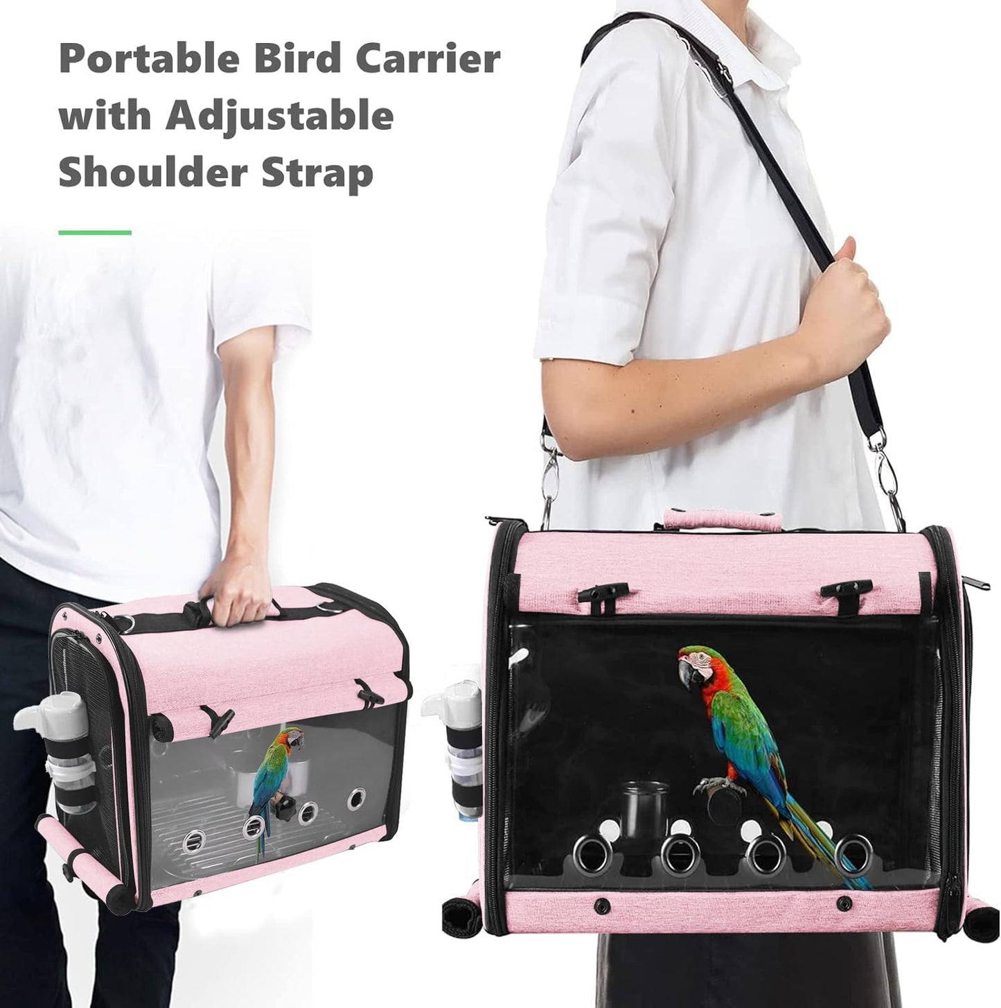 SUERTREE Bird Carrier Bag With Stand, Lightweight Backpack for Parrot, Portable Travel Cage, Pet Transparent Breathable Carrier