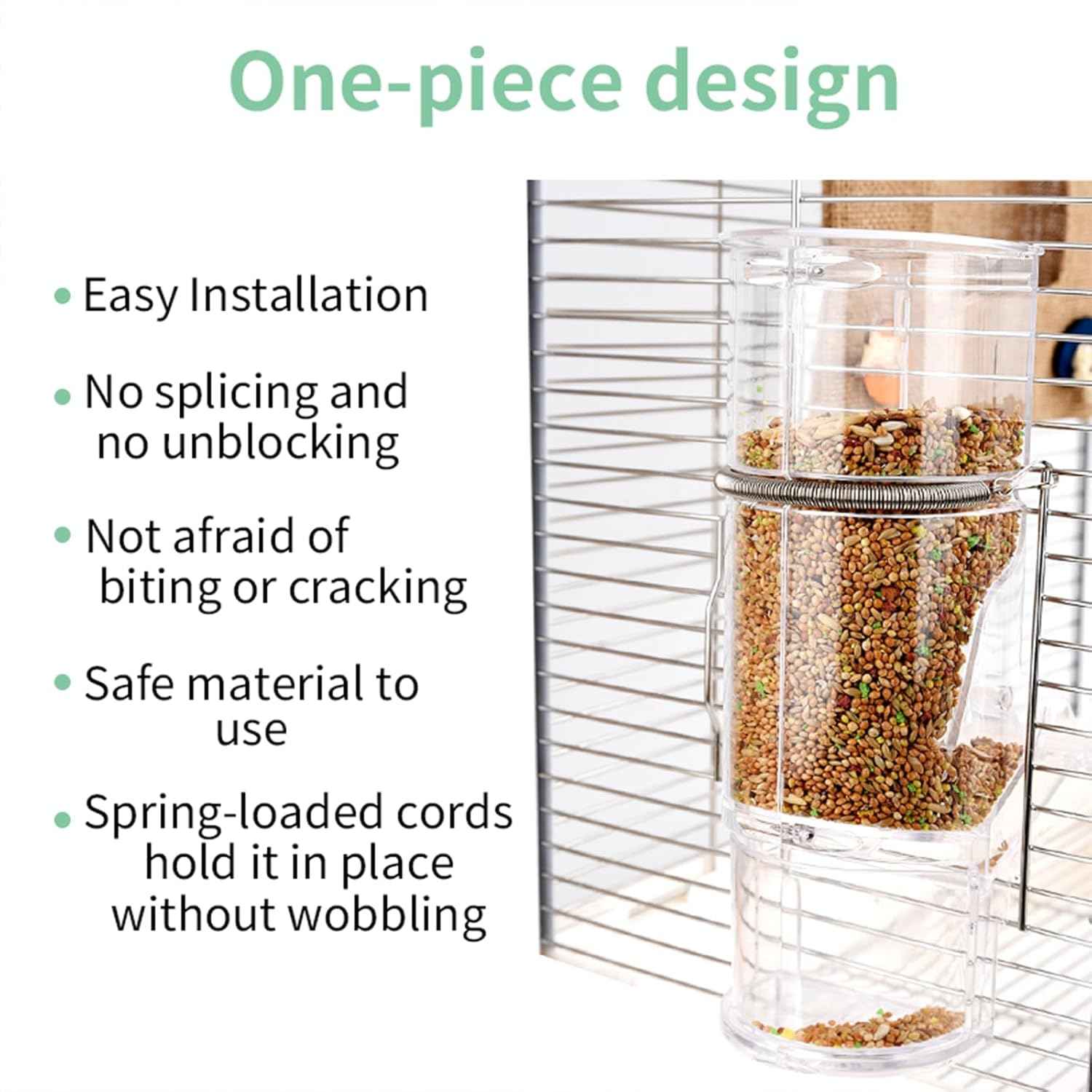 No Mess Bird Feeder & Water Dispenser Set, Automatic Parrot Seed & Water Container for Cage, Food Feeder & Drinker Parakeet Cage Accessories for Parakeets Cockatiels Finches Lovebirds Budgies Canaries
