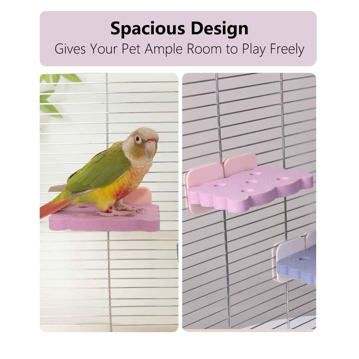 Bird Perch Stand for Parrots – Natural Ceramic Grinding Stick for Beak, A Safe, Non-Shedding Chewing and Claw-Trimming Perch for Parrots (Blue, Medium Size)