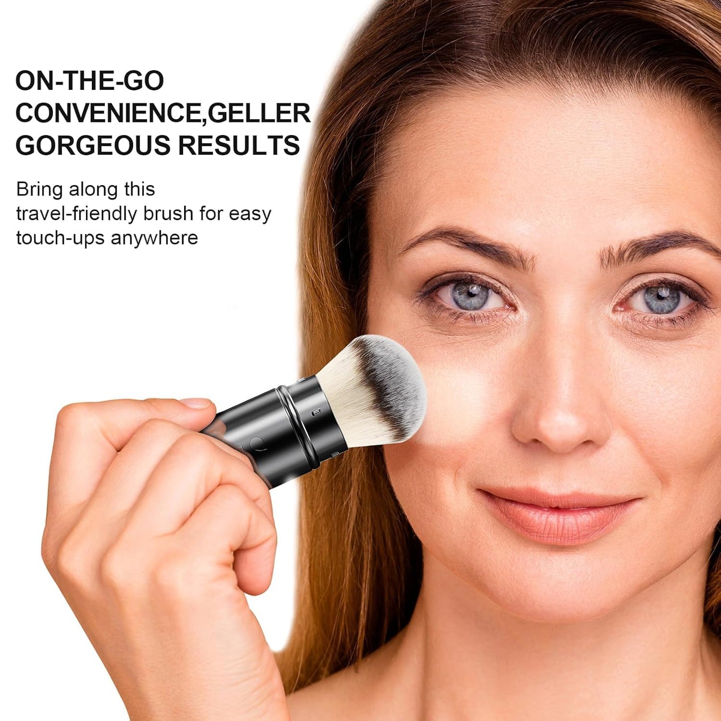 DUcare Kabuki Foundation Brush for Liquid Makeup Flat Top Professional Stick Buffing Blending Mineral Powder Large Face Makeup Brush, Black