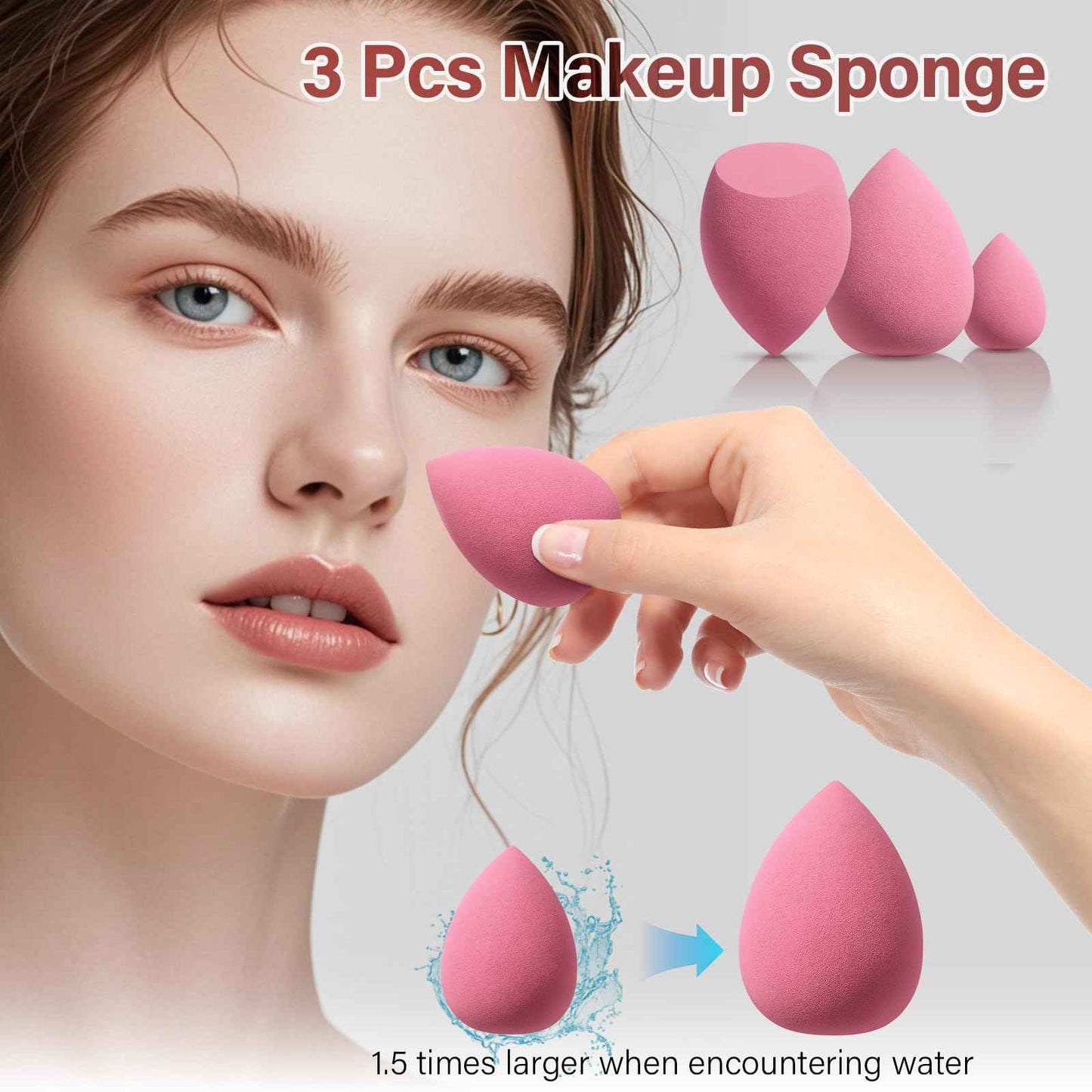 Makeup Brushes Set, Mlemle Professional 26 Pcs Makeup Kit, Include Powder Foundation Concealers Blush Eye shadows Eyebrow 21 Pcs Makeup Brushes and 2 Powder Puff, 3 Makeup Sponge(A01-Pink)
