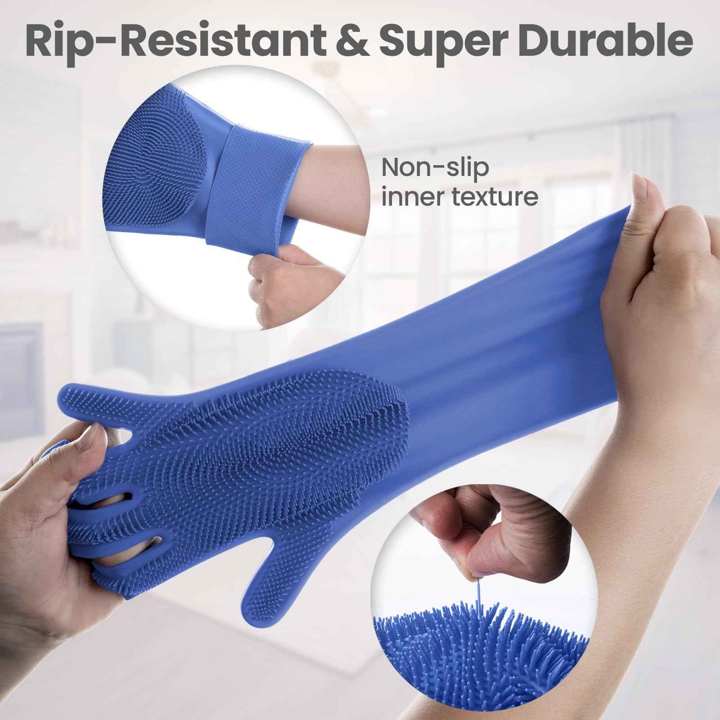 DELOMO Dog Washing Gloves 1 Pair: Soft and Gentle Silicone Pet Grooming Gloves - Bathing Scrubber Brush Mitt Grooming Shedding Fur Removal Massage for Dogs/Cats/Horse, Purple