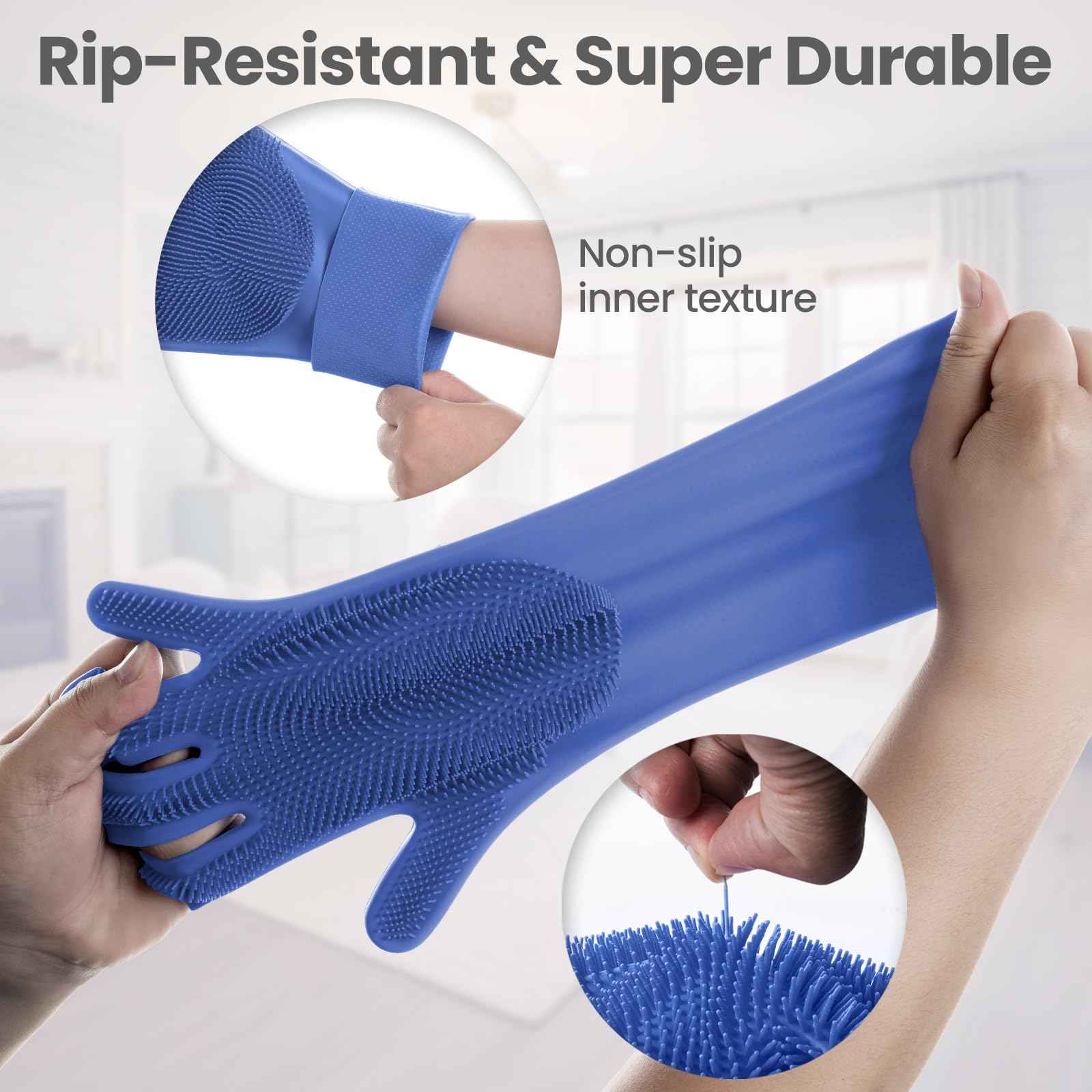 DELOMO Dog Washing Gloves 1 Pair: Soft and Gentle Silicone Pet Grooming Gloves - Bathing Scrubber Brush Mitt Grooming Shedding Fur Removal Massage for Dogs/Cats/Horse, Purple