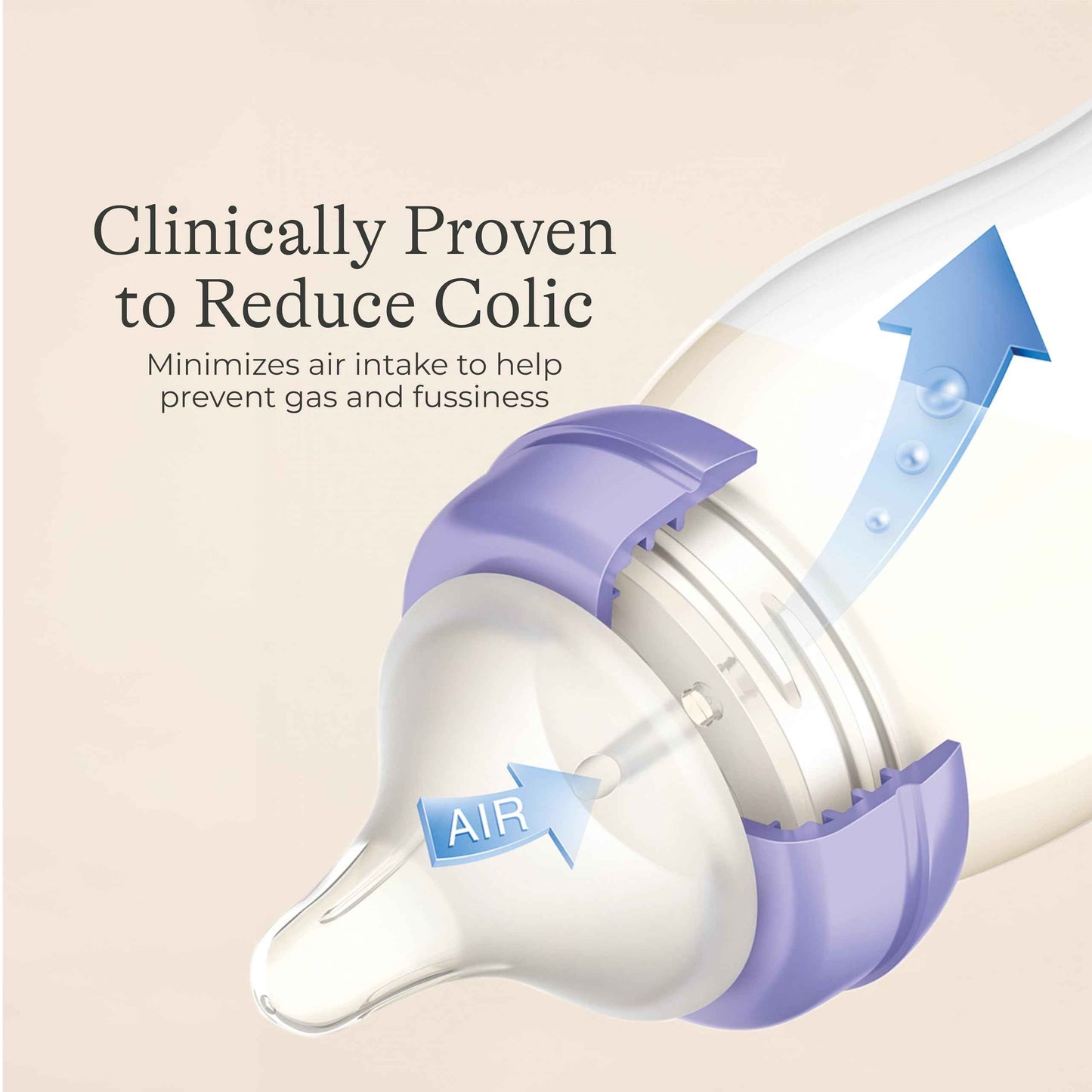 Lansinoh Anti-Colic Baby Bottles for Breastfeeding Babies, 8 Ounces, 3 Count, Includes 3 Medium Flow Nipples, Size M