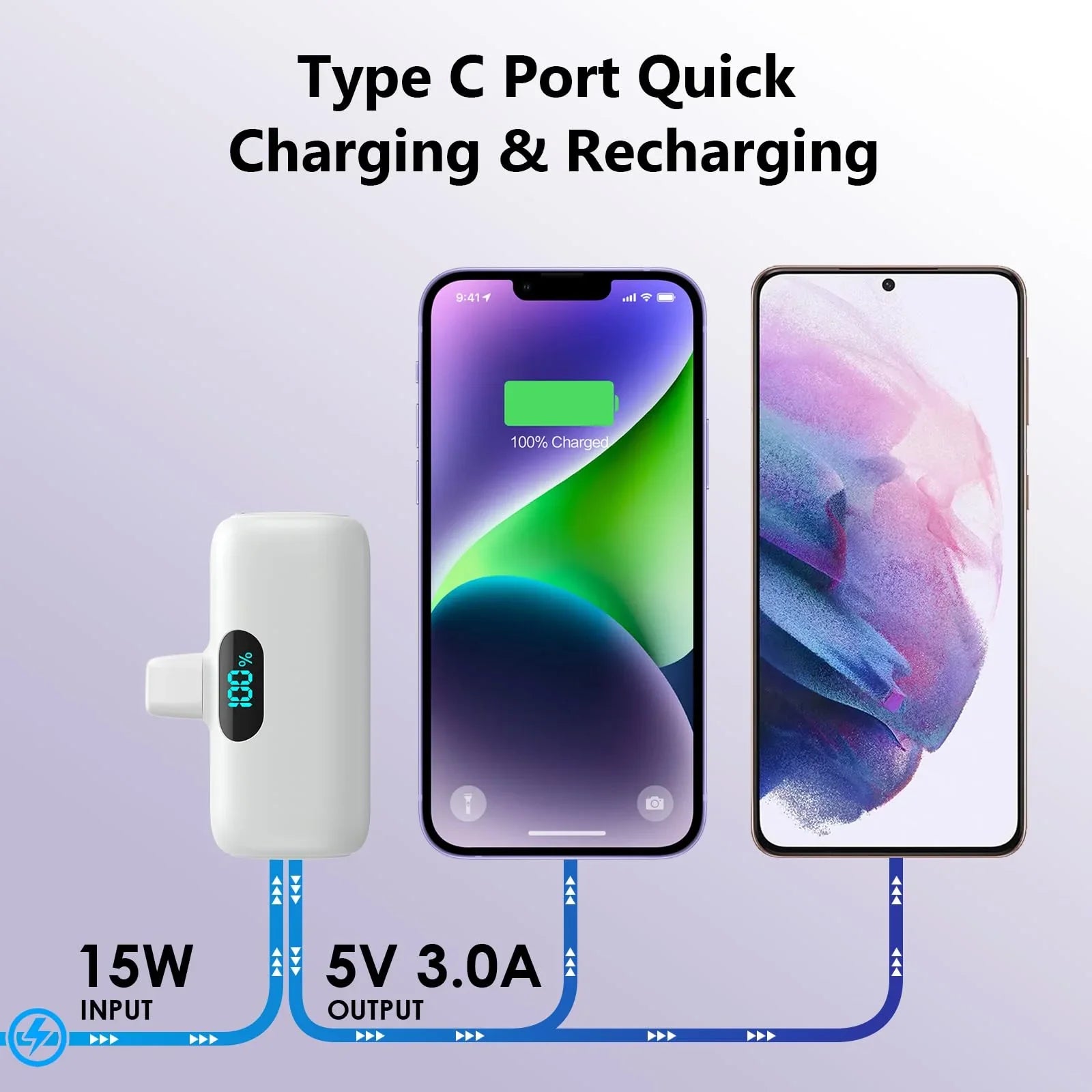 Mini Portable Charger for iPhone,Upgraded 5000mAh PD Fast Charging Battery Pack,LCD Display Cute Power Bank Portable Phone Charger for iPhone 14/14 Pro Max/13/13 Pro/12 Pro/11/XS/XR/X/8/7/6-Black - Jlhbookstore.store
