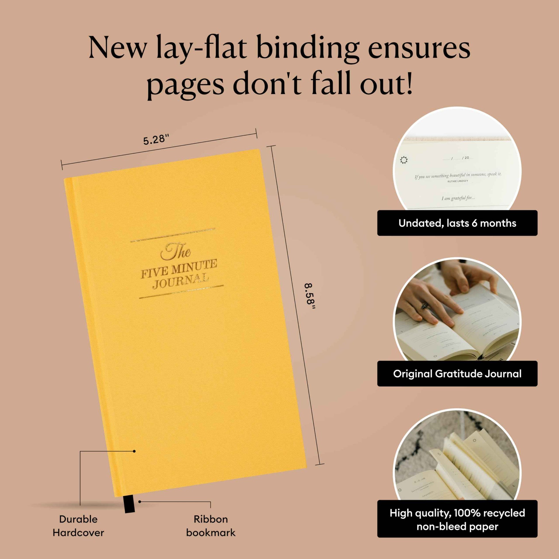 Intelligent Change The Five Minute Journal - Original Daily Gratitude Journal 2025 for Happiness, Mindfulness & Reflection - Daily Affirmations - Undated Planner Gifts for Women & Men