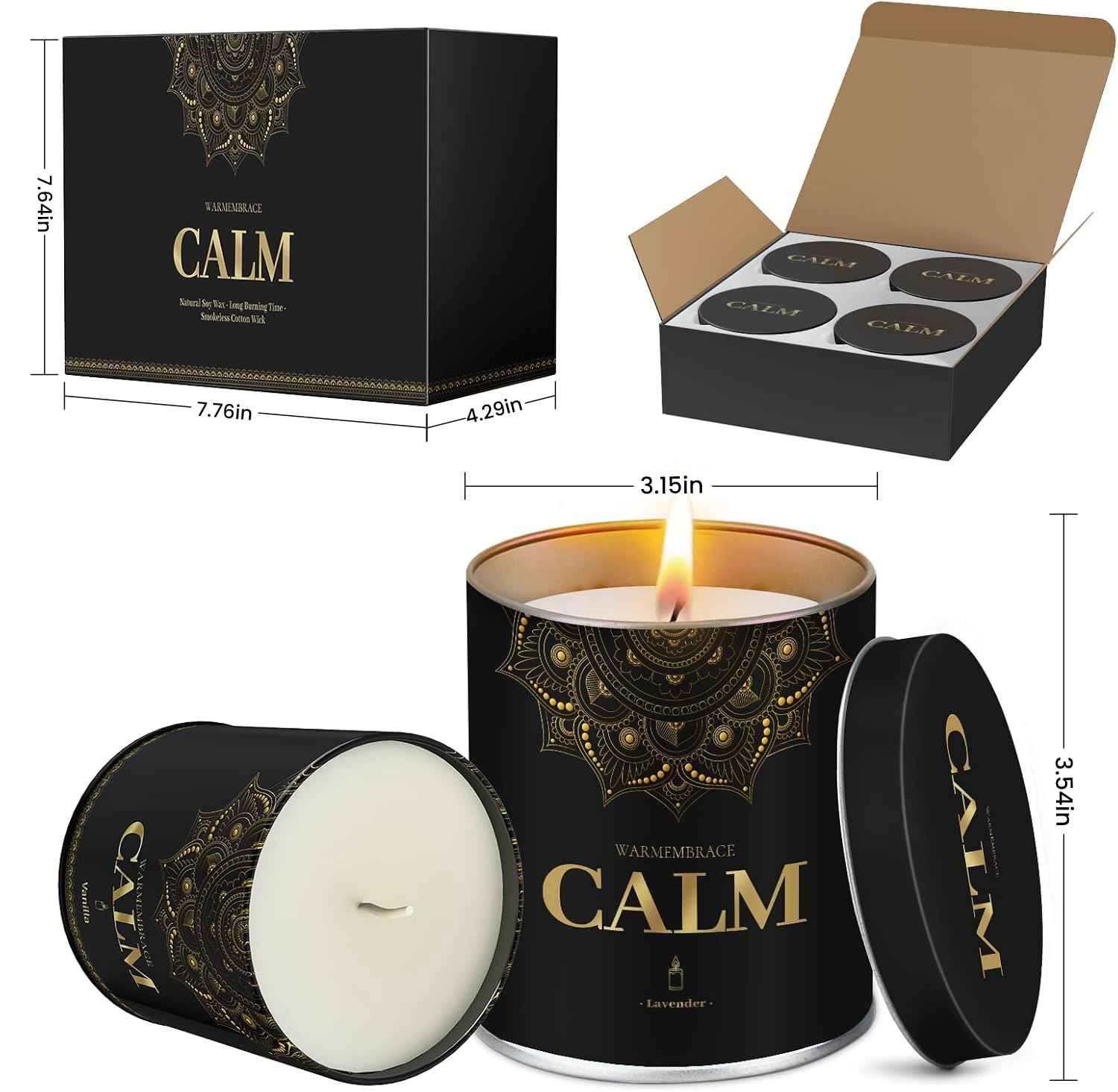 WarmEmbrace Lavender Scented Candles, 9 Oz Jar Candles for Home, Office, Meditation, Yoga, Candles for Women & Men, Birthday, Christmas, Valentine's Day Present, Elegant Decorative Accent