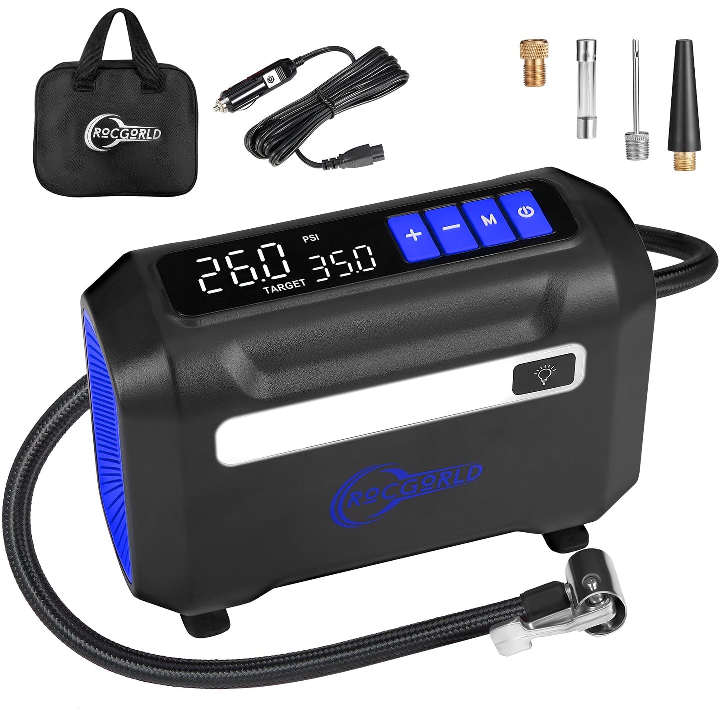 R8 Tire Inflator Portable Air Compressor, DC 12V Air Compressor Portable with Large Dual Digital Screen, 3X Faster Inflation Air Pump for Car, Bike, Ball, Motor