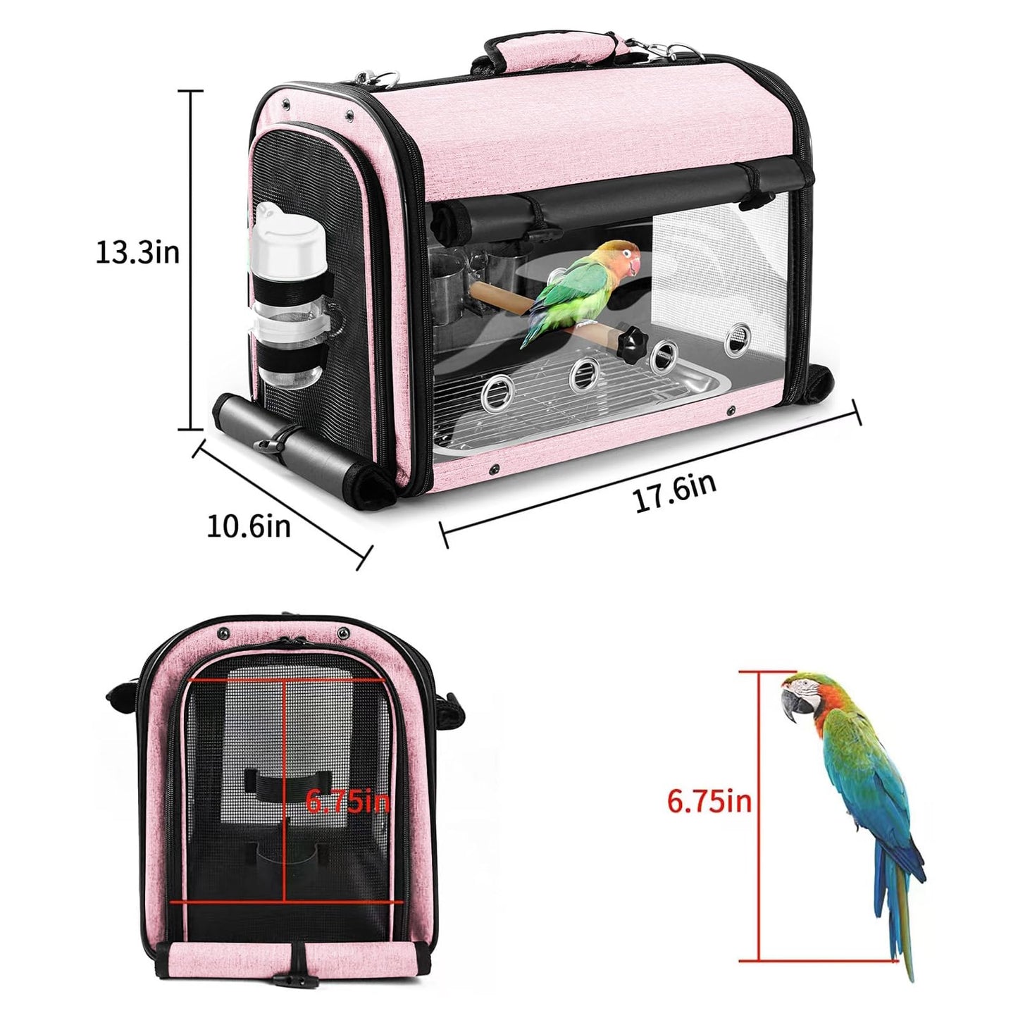 SUERTREE Bird Carrier Bag With Stand, Lightweight Backpack for Parrot, Portable Travel Cage, Pet Transparent Breathable Carrier