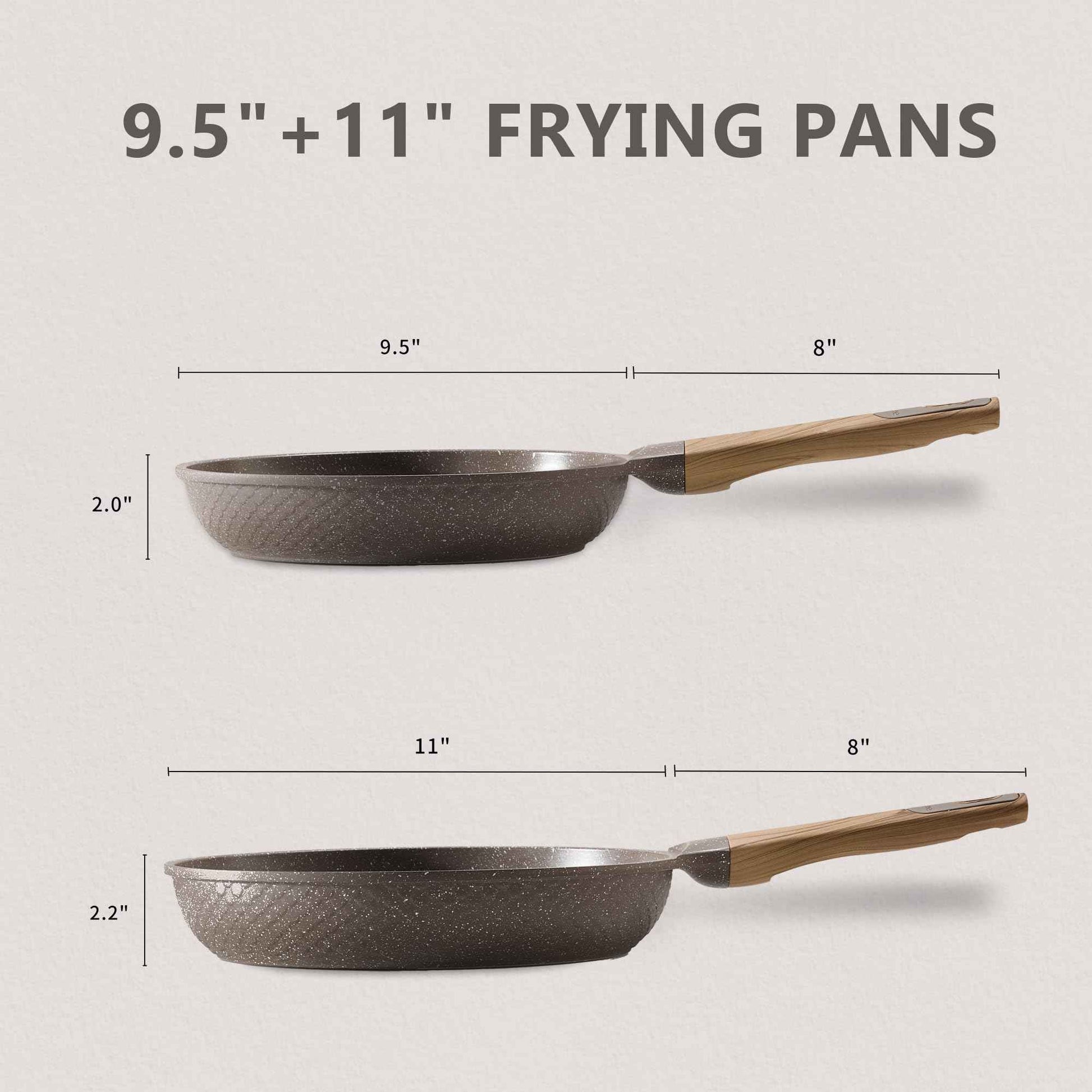 CAROTE Non Stick Frying Pan Skillet Set, Omelet Pan, Healthy Non Toxic Granite Chef Pan, Induction Compatible Egg Frying Pan with Heat-Resistant Handle, PFOA-Free,Black, 8"+10"+12"