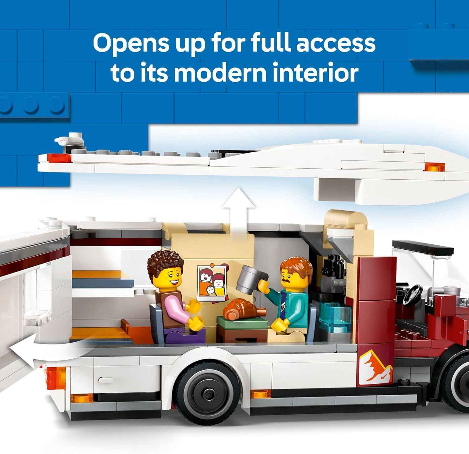 LEGO City Holiday Adventure Camper Van Building Toy Set - Vacation Toy for Kids, Boys and Girls, Ages 6+ - Includes 3 Minifigures and Accessories - Gift Idea for Birthdays and Holidays - 60454