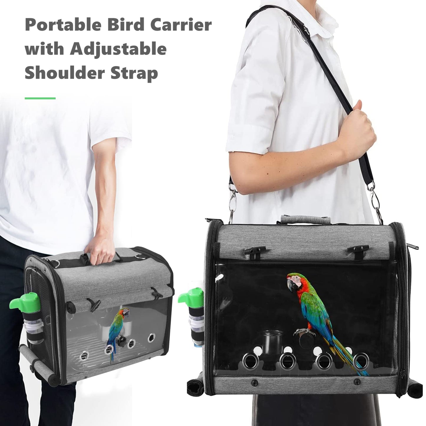 SUERTREE Bird Carrier Bag With Stand, Lightweight Backpack for Parrot, Portable Travel Cage, Pet Transparent Breathable Carrier