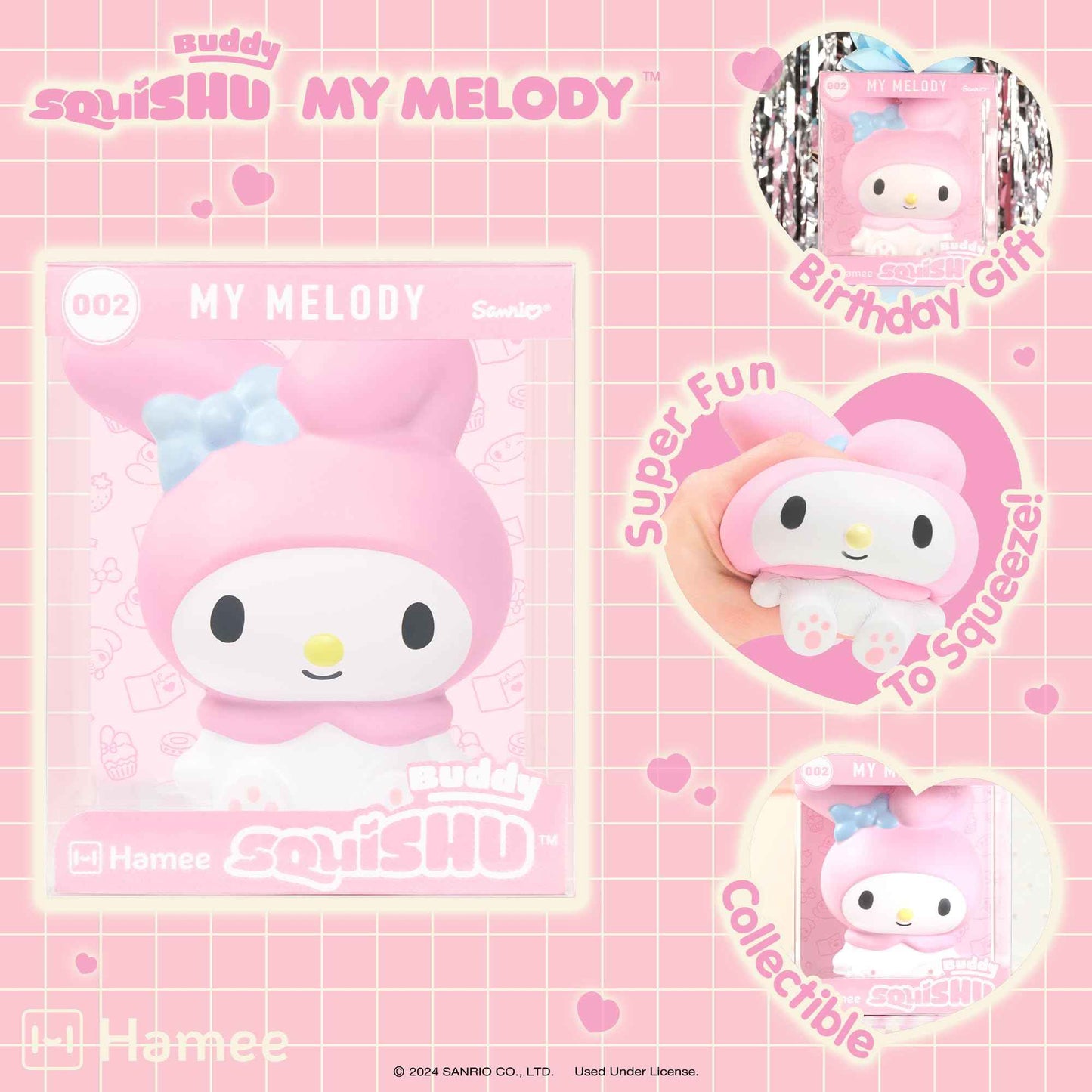 Hamee SquiSHU Buddy Hello Kitty and Friends Kuromi, Cute Birthday Gift, Official Merchandise, Toys for Kids & Adult, Model Jumbo Squishy for Collectors