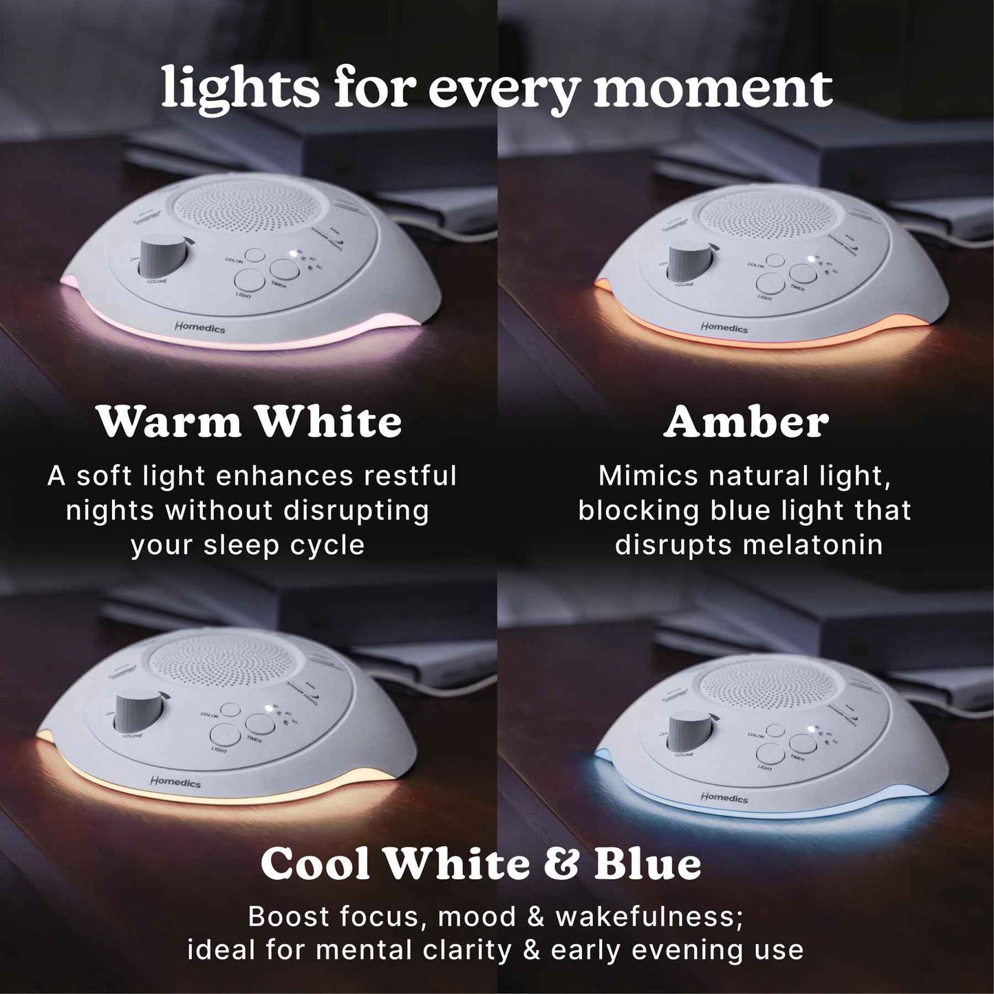 Homedics SoundSleep White Noise Sound Machine, Silver, Small Travel Sound Machine with 6 Relaxing Nature Sounds, Portable Sound Therapy for Home, Office, Nursery, Auto-Off Timer, by Homedics