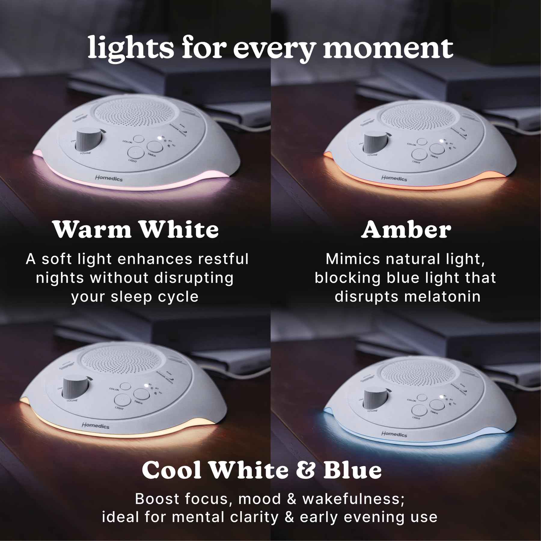 Homedics SoundSleep White Noise Sound Machine, Silver, Small Travel Sound Machine with 6 Relaxing Nature Sounds, Portable Sound Therapy for Home, Office, Nursery, Auto-Off Timer, by Homedics