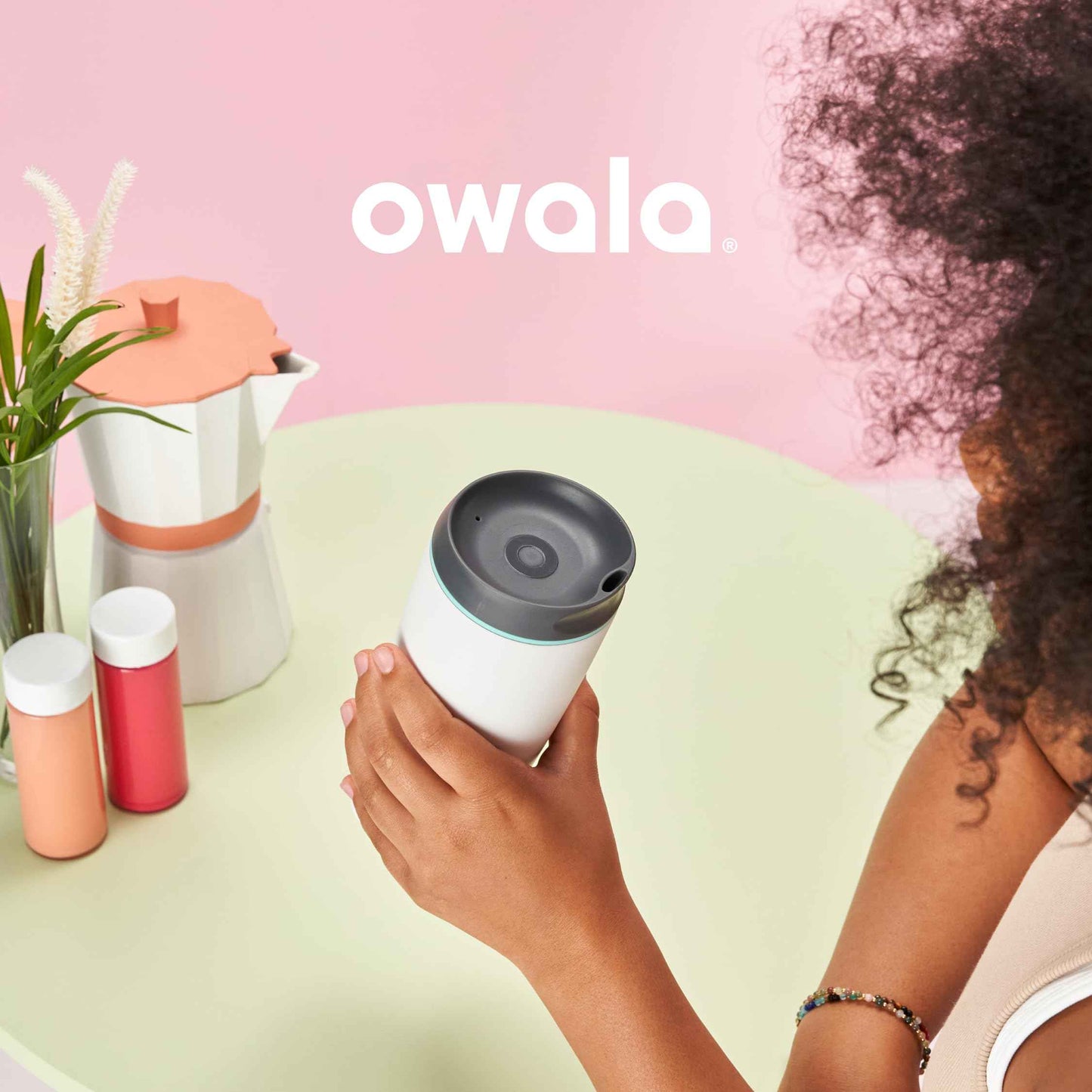 Owala SmoothSip Insulated Stainless Steel Coffee Tumbler, Reusable Iced Coffee Cup, Hot Coffee Travel Mug, BPA Free, 20 oz, Pink (Watermelon Breeze)