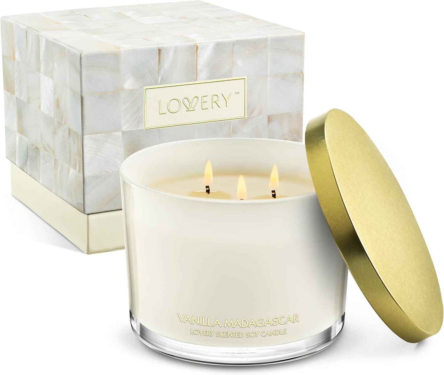 Christmas Vanilla Soy Candles, Large 3 Wick Jar Candle for Home Scented, Up to 50 Hours Burning Time, 100% Natural Soy Wax, Relaxing Aromatherapy Aesthetic Candle - Housewarming Gifts for Men & Women