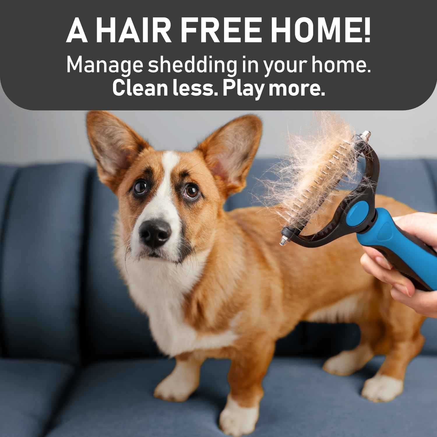 Maxpower Planet Pet Grooming Brush - Double Sided Shedding and Dematting Undercoat Rake Comb for Dogs and Cats,Extra Wide (B1 - Rake, Gloves & Comb, Large)