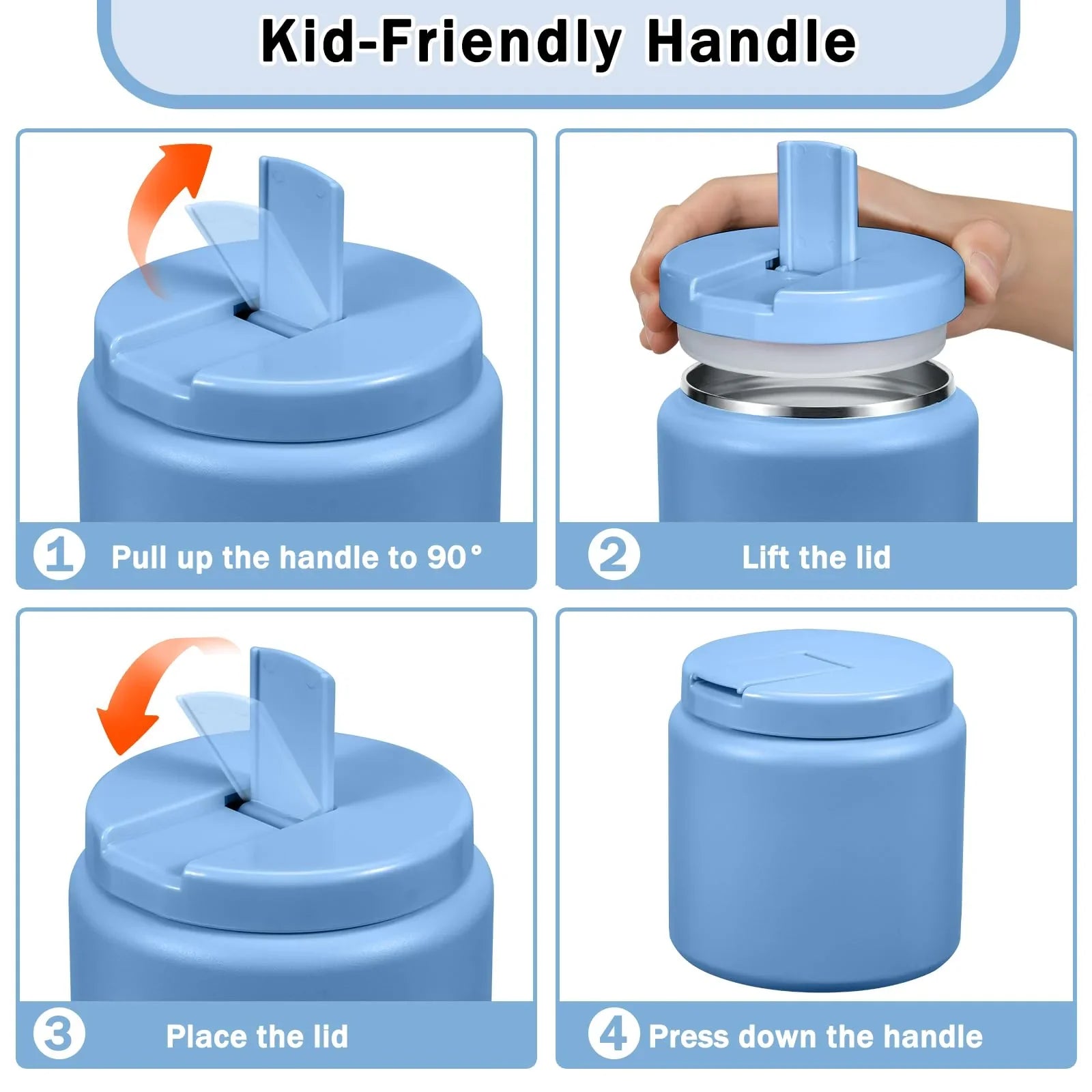 13.5oz Kids Jar for Hot Food, Insulated Vacuum Food Jar with Buckle Lid, Stainless Steel Wide Mouth Leak Proof Insulated Lunch Container for School Picnic Travel, Blue jlhbookstore.store