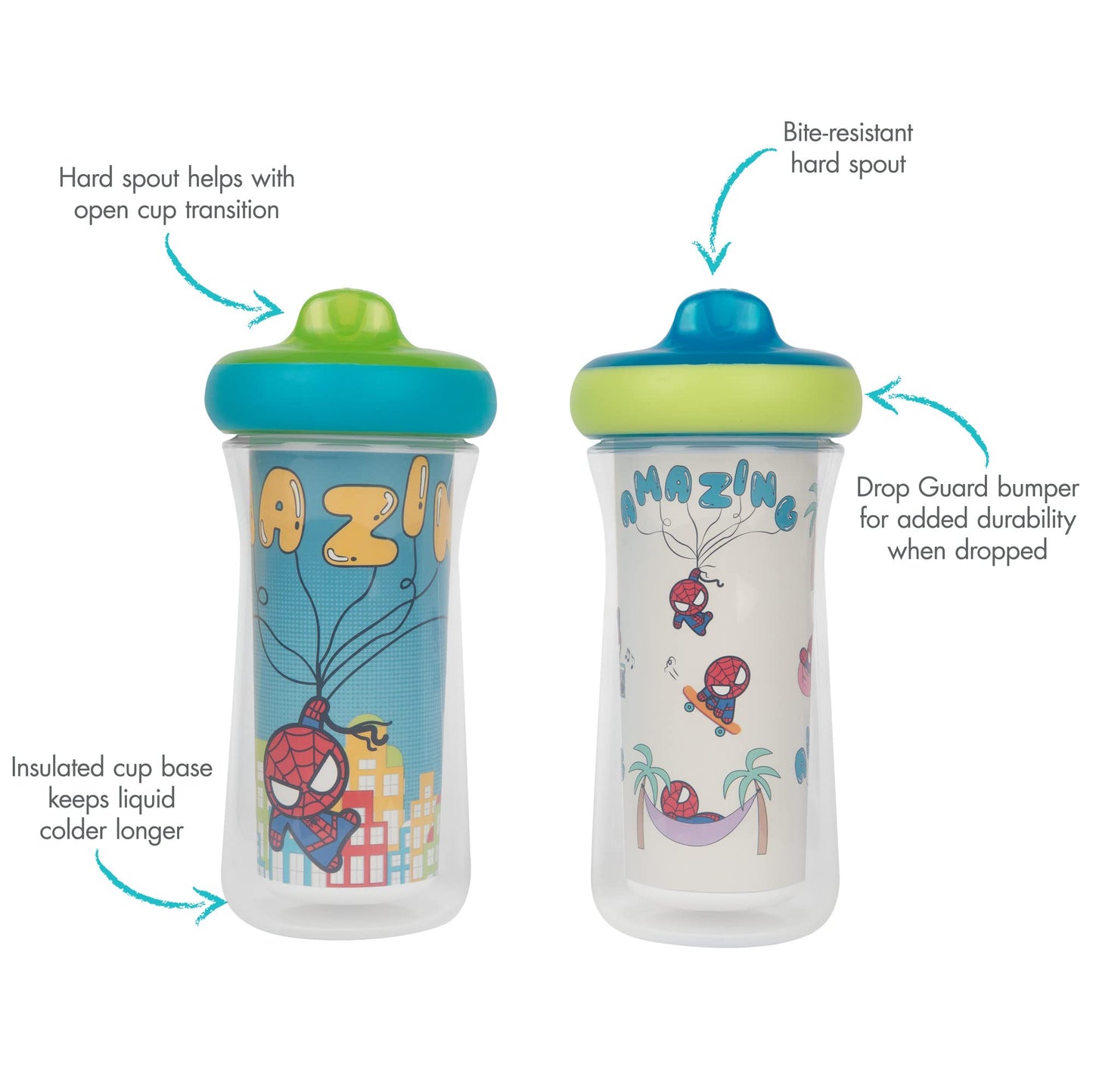 The First Years Disney Princess Kids Insulated Sippy Cups - Dishwasher Safe Spill Proof Toddler Cups - Ages 12 Months and Up - 9 Ounces - 2 Count