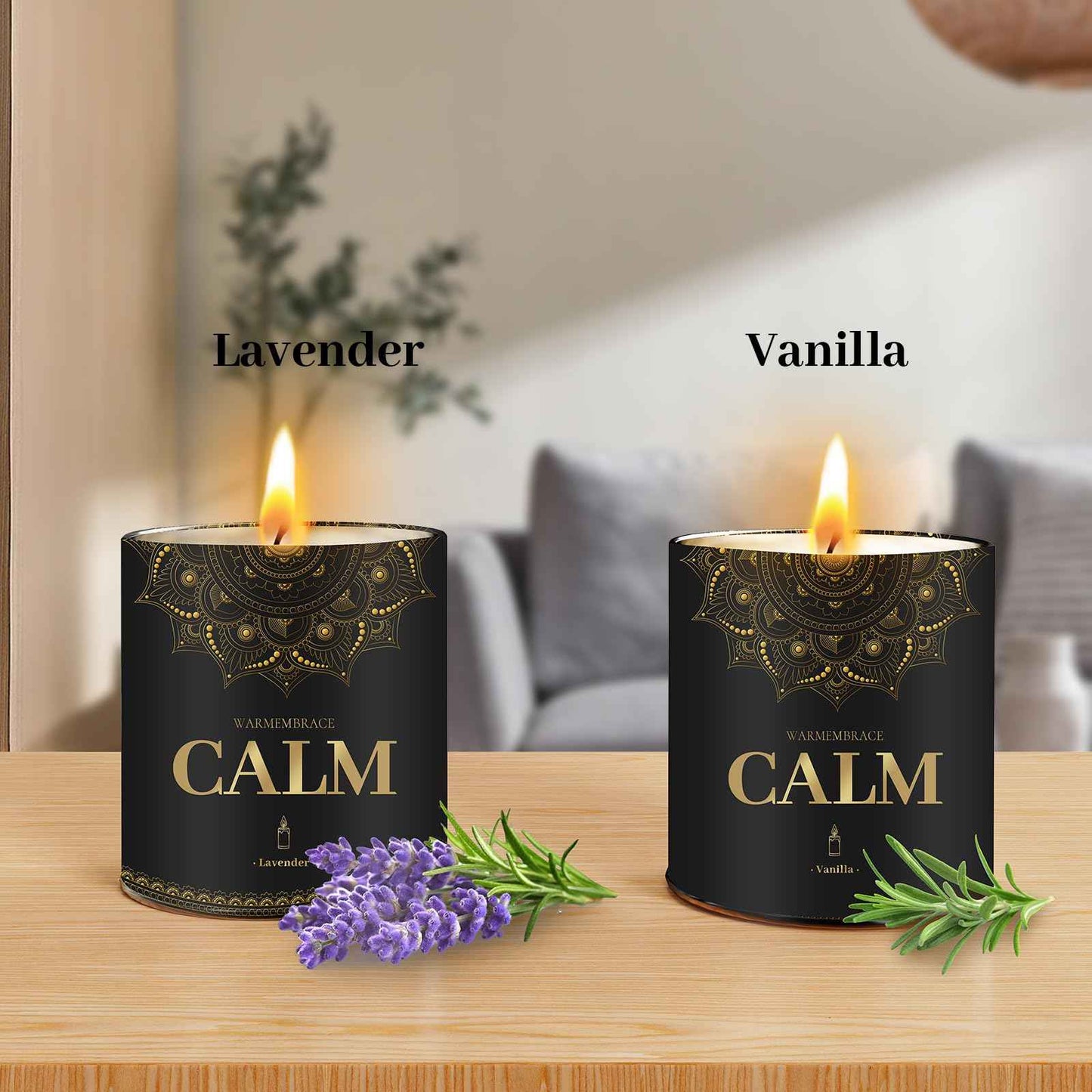 WarmEmbrace Lavender Scented Candles, 9 Oz Jar Candles for Home, Office, Meditation, Yoga, Candles for Women & Men, Birthday, Christmas, Valentine's Day Present, Elegant Decorative Accent