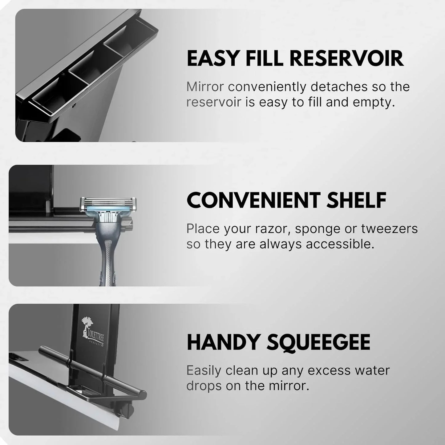 ToiletTree Products Fogless Shower Mirror - Anti-Fog Mirror - Adjustable Shaving Mirror with a Squeegee - Rust-Proof, Impact-Resistance Bathroom Shower Mirror - Tall - Jlhbookstore.store