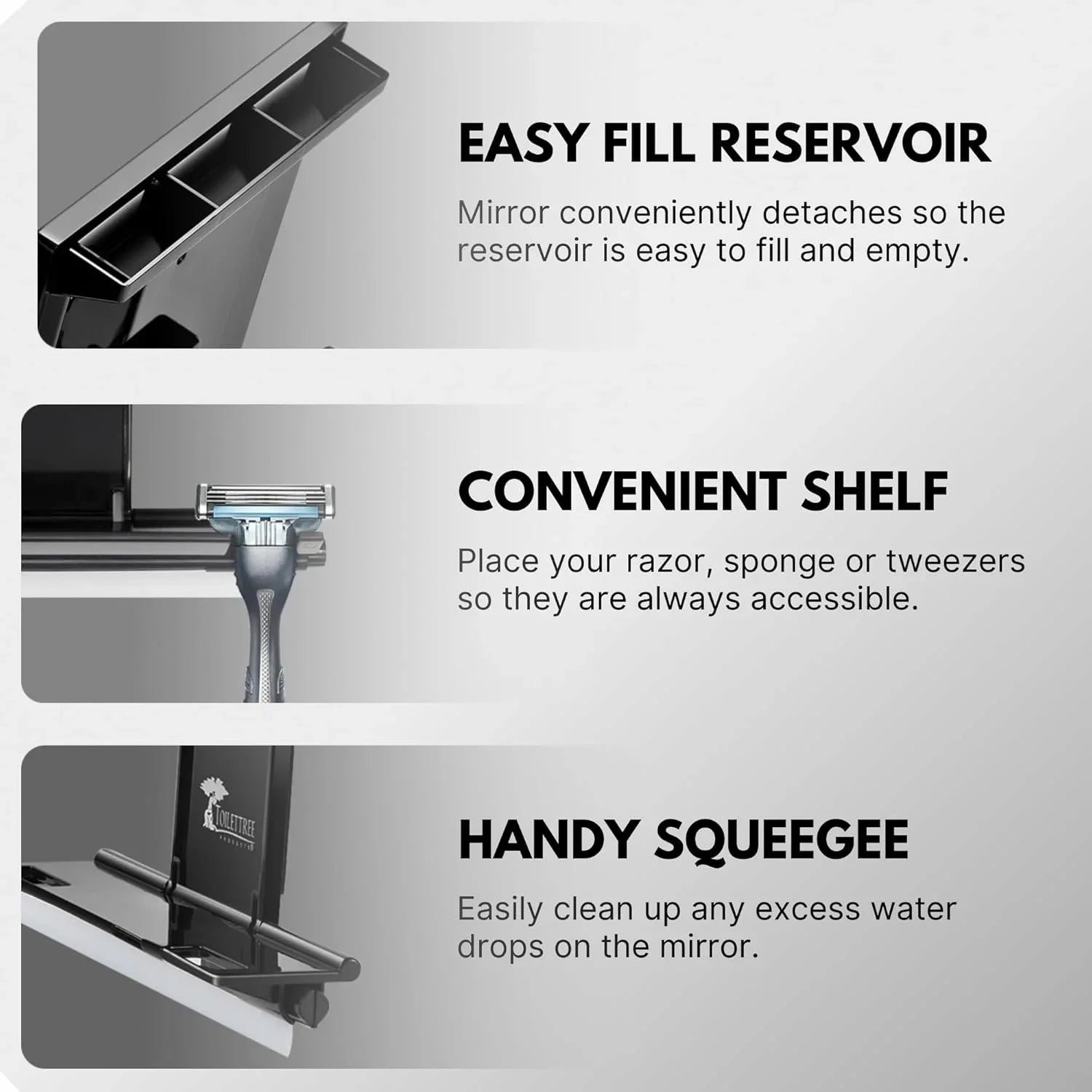 ToiletTree Products Fogless Shower Mirror - Anti-Fog Mirror - Adjustable Shaving Mirror with a Squeegee - Rust-Proof, Impact-Resistance Bathroom Shower Mirror - Tall - Jlhbookstore.store