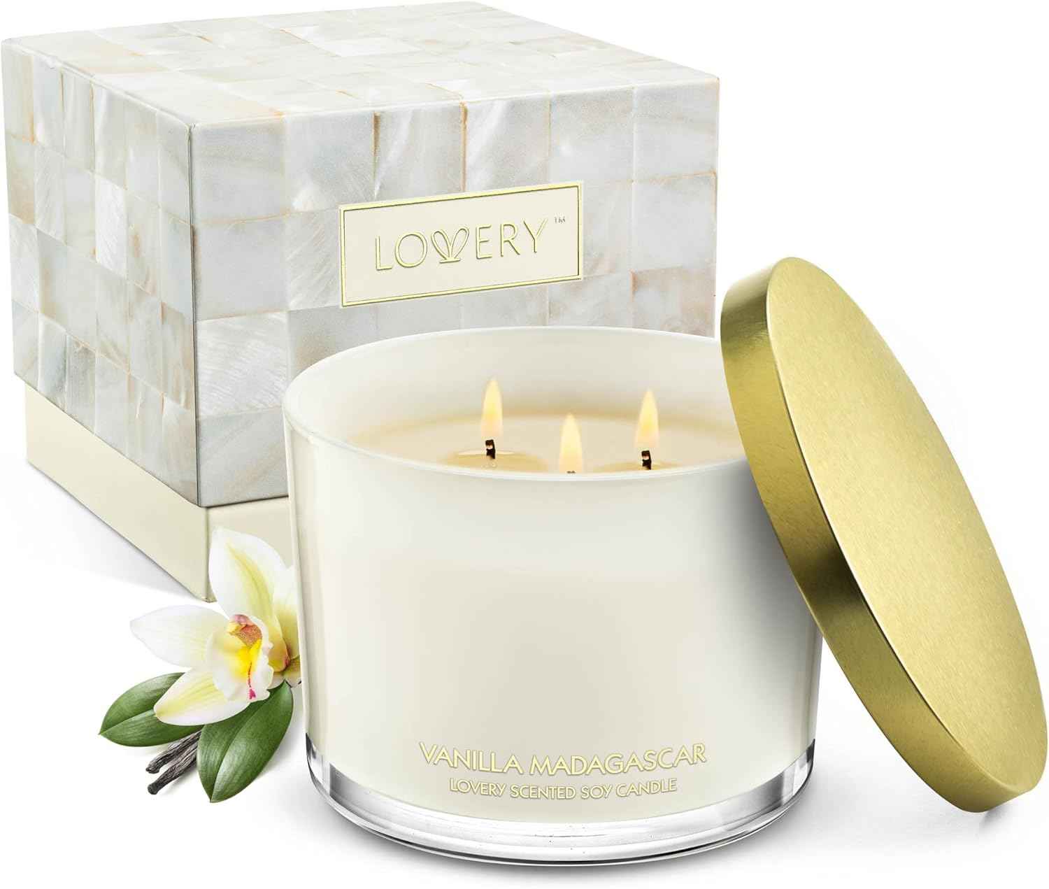 Christmas Vanilla Soy Candles, Large 3 Wick Jar Candle for Home Scented, Up to 50 Hours Burning Time, 100% Natural Soy Wax, Relaxing Aromatherapy Aesthetic Candle - Housewarming Gifts for Men & Women