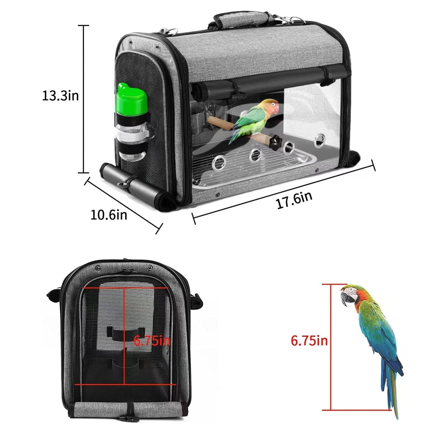 SUERTREE Bird Carrier Bag With Stand, Lightweight Backpack for Parrot, Portable Travel Cage, Pet Transparent Breathable Carrier
