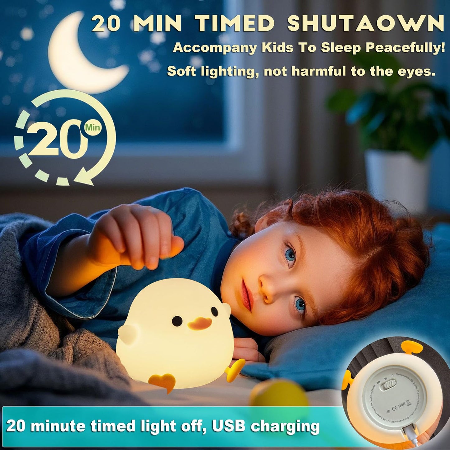 DREAMING MY DREAM Cute Duck Lamp,Do Do Duck Night Light,Silicone Squishy Nursery Bedside Lamp,USB Rechargeable Touch Table Lampfor Bedrooms, Living Room Decor Gift Toy jlhbookstore.store