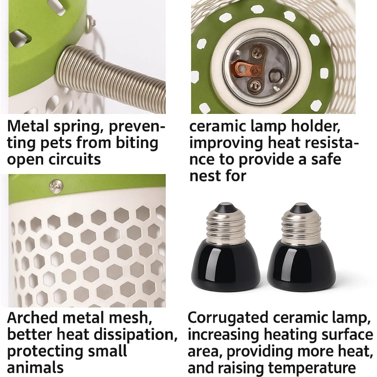 MANON ROSA Bird Cage Heater for Parakeets Chickens Parrots - Thermostatic Socket, No-Light Lamp with 2 Ceramic Bulbs (E27 110V) - Small Pet Winter Warming Equipment(50W&100W)