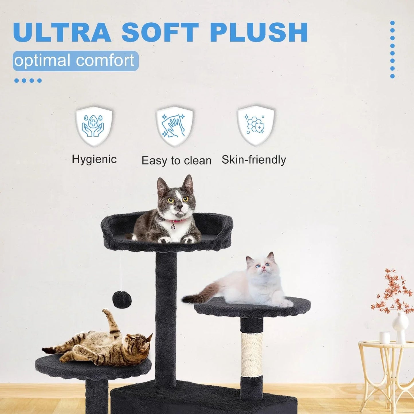 FDW Cat Tree 54in Cat Tower Multi-Level Durable Cat Scratching Post & Cozy Fun Cat Jumping Platform Space Saving Cat Condo Pet Play House for Indoor Cats,Dark Gray jlhbookstore.store