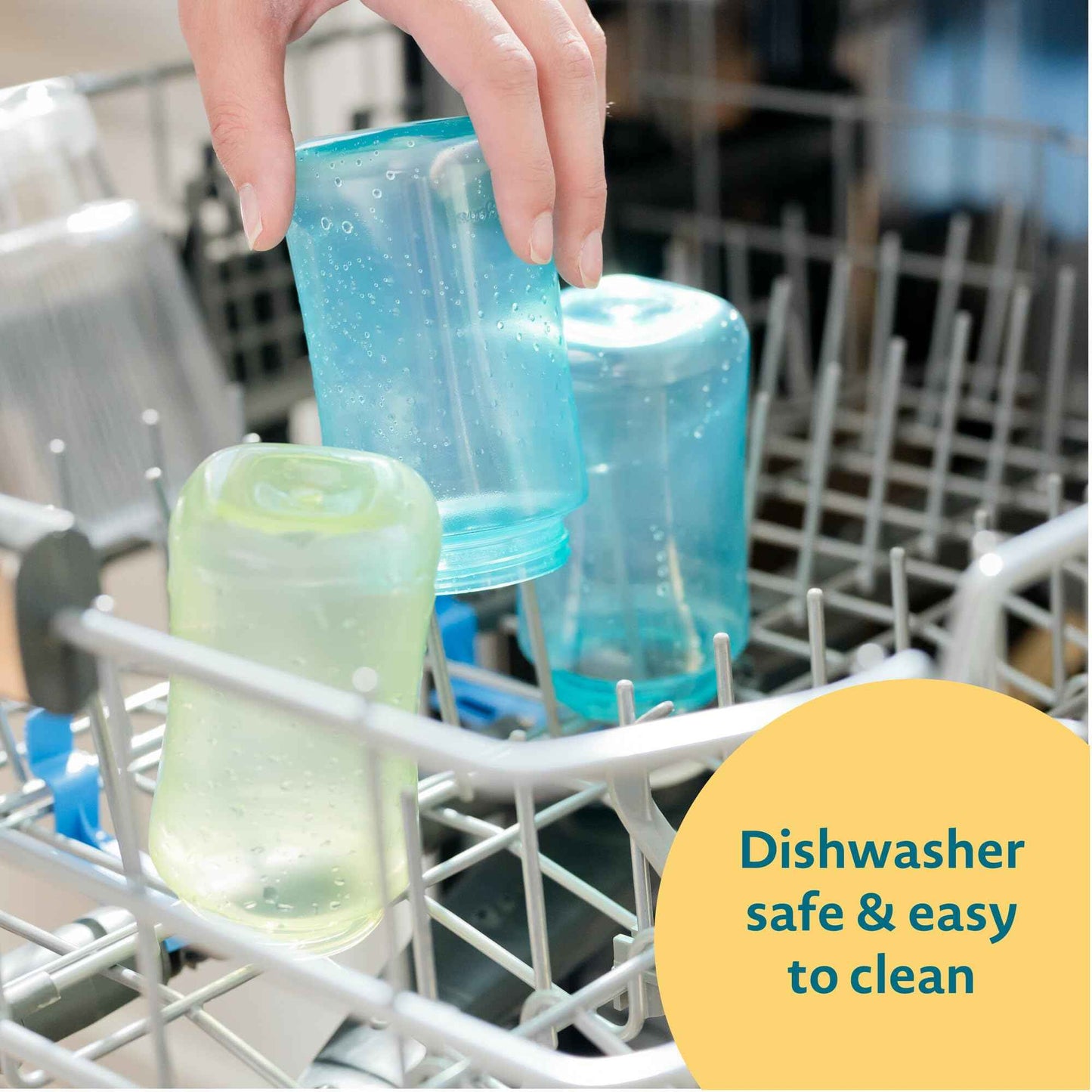 The First Years Squeeze & Sip Toddler Straw Cups - Squeezable Transition Sippy Cup with Silicone Straw - Toddler Feeding Supplies - Pink/Purple/Blue - 7 Oz - 3 Count - Ages 6 Months and Up