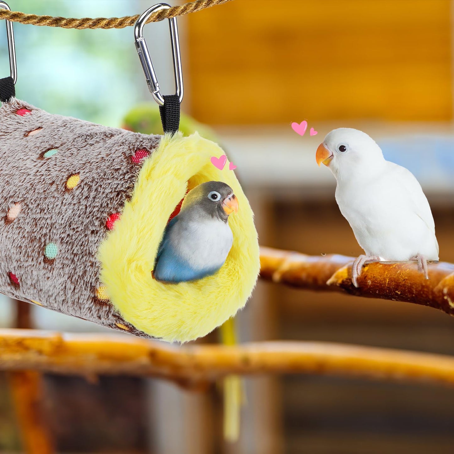 MEWTOGO Medium Winter Warm Bird Nest for Cage - Comfortable Birds Bed with Support Plate, Hanging Shed Hideaway Hammock Hut Gift for Macaws African Grey Amazon Parrots