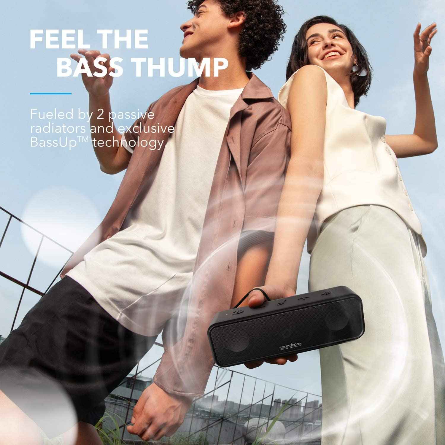 Soundcore Anker 3 Portable Bluetooth Speaker - Wireless, IPX7 Waterproof, 24H Playtime, Pure Titanium Diaphragm Drivers, PartyCast, BassUp, Custom EQ App - for Home, Shower, Outdoor, and Beach