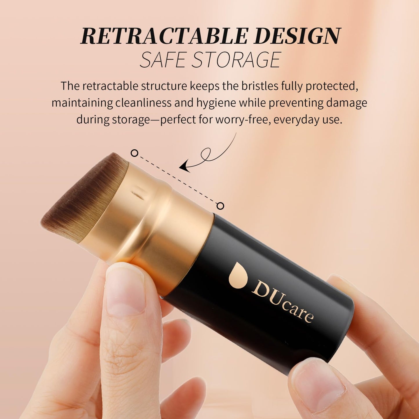 DUcare Kabuki Foundation Brush for Liquid Makeup Flat Top Professional Stick Buffing Blending Mineral Powder Large Face Makeup Brush, Black