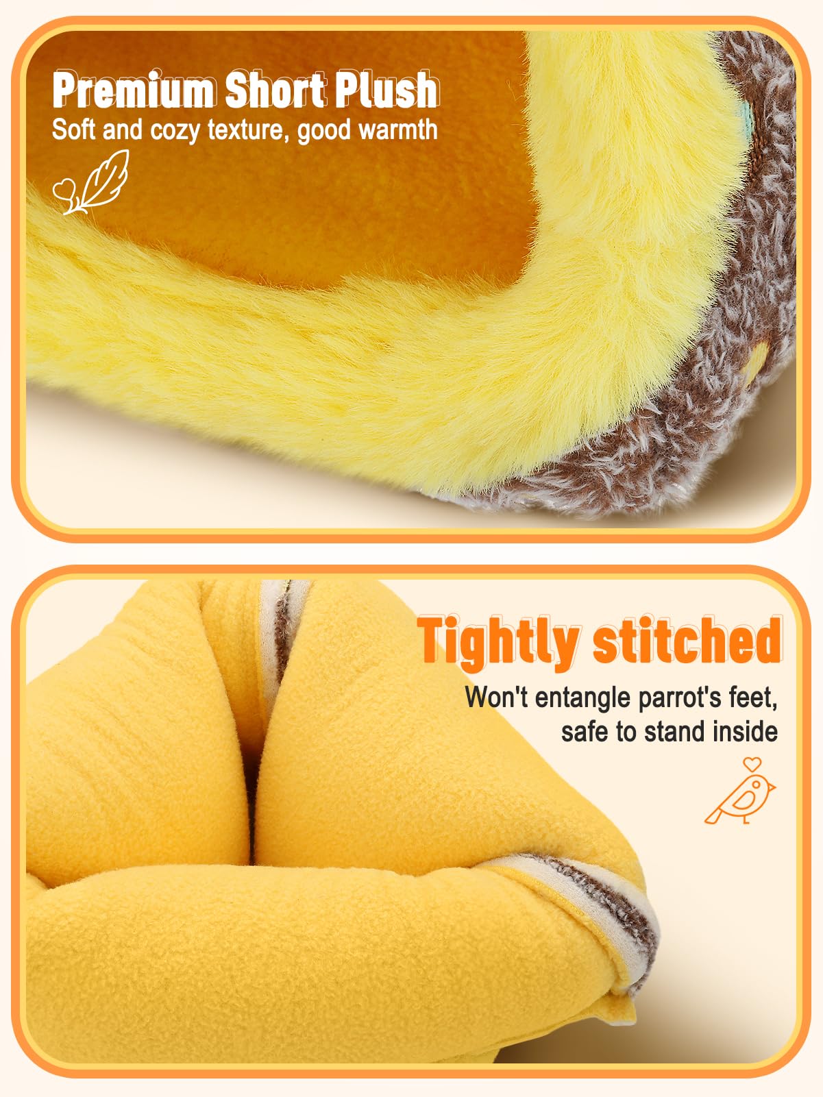 Small Winter Warm Bird Nest for Cage - Comfortable Bird Bed with Support Board, Hanging Hammock Shed Hideaway Hut Gift for Macaws African Grey Amazon Parrots